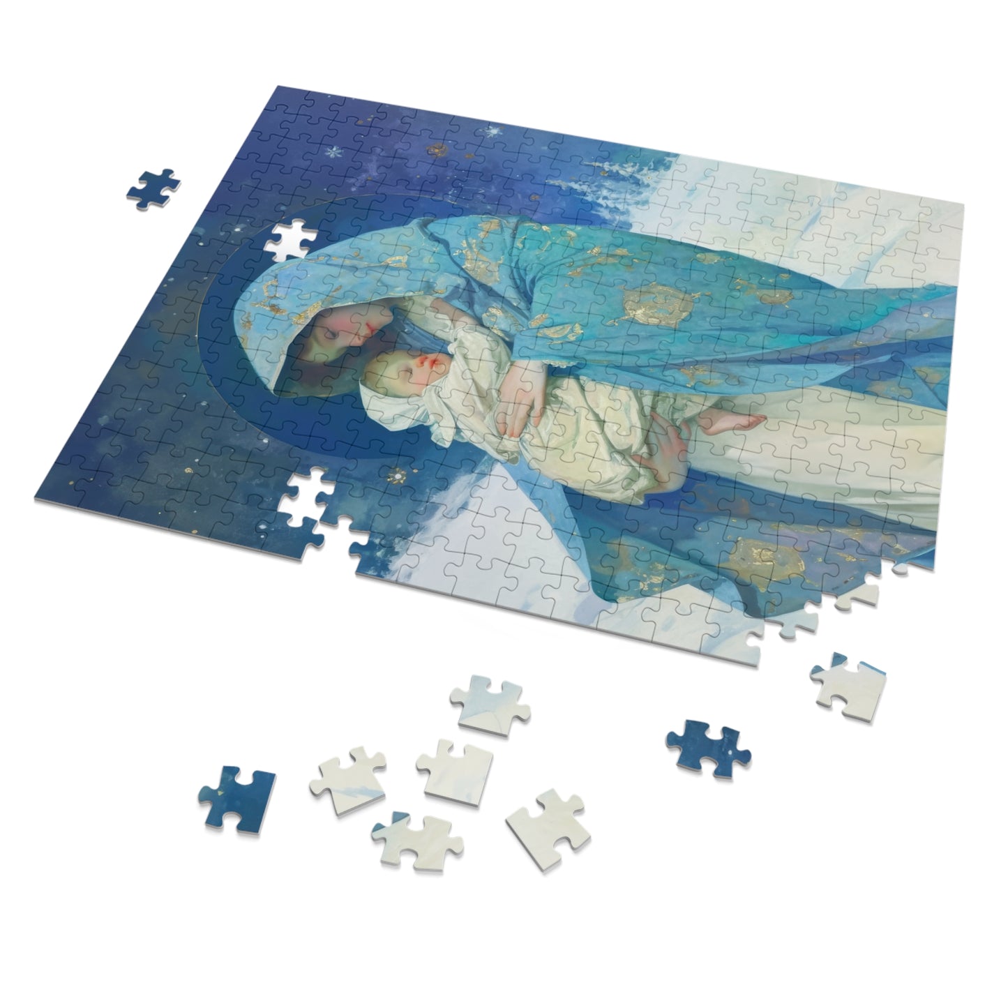 Snowfall of Grace: Our Lady's Blessing - Puzzle and Keepsake Tin - Religious (30, 110, 252, 500,1000) - Gifts for Catholic