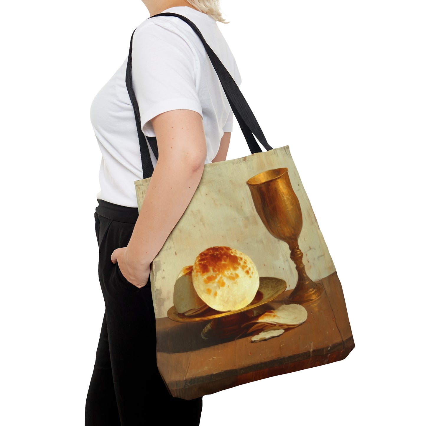 Cup of Sorrows, Bread of Life Tote Bag - Large Medium Small Faith Art Bag - Catholic Faith Purse - Double Sided