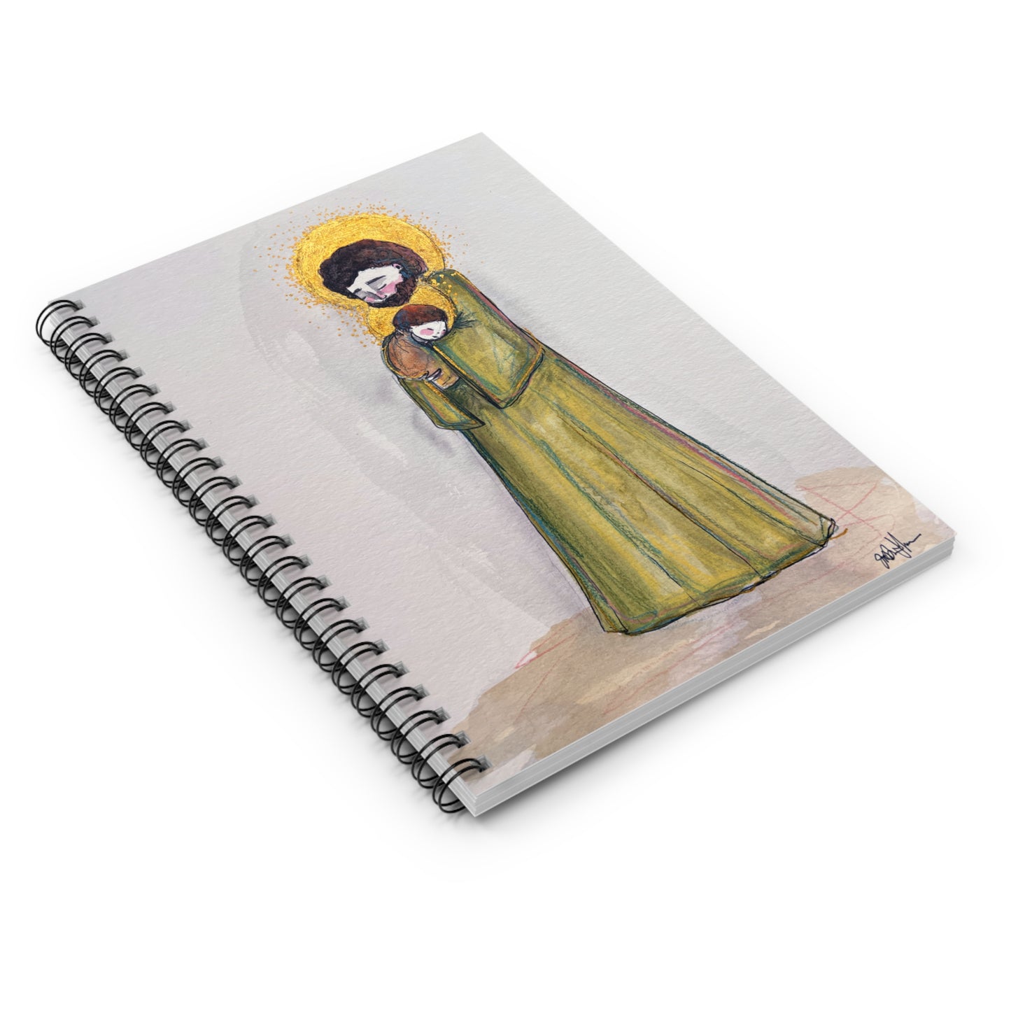 Saint Joseph Catholic Spiral Notebook | St Joseph Christian Journal | Hand-Drawn Sacred Art Notebook | Religious Notebook