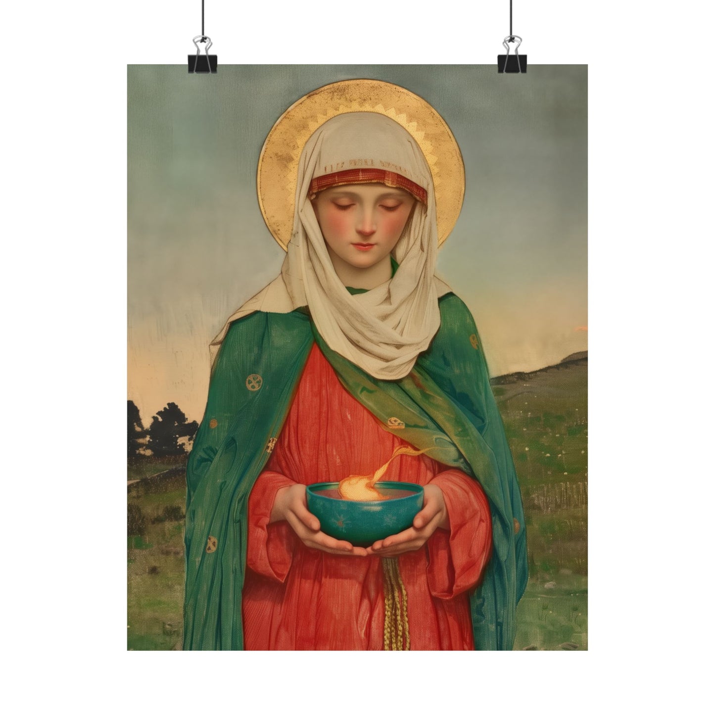 Saint Brigid of Ireland / Kildare - Sanctified Souls Print - Multiple Sizes - Premium Posters - Catholic Art - Christian Home Decor Artwork