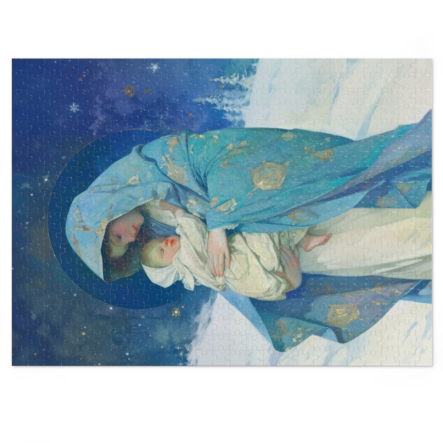 Snowfall of Grace: Our Lady's Blessing - Puzzle and Keepsake Tin - Religious (30, 110, 252, 500,1000) - Gifts for Catholic