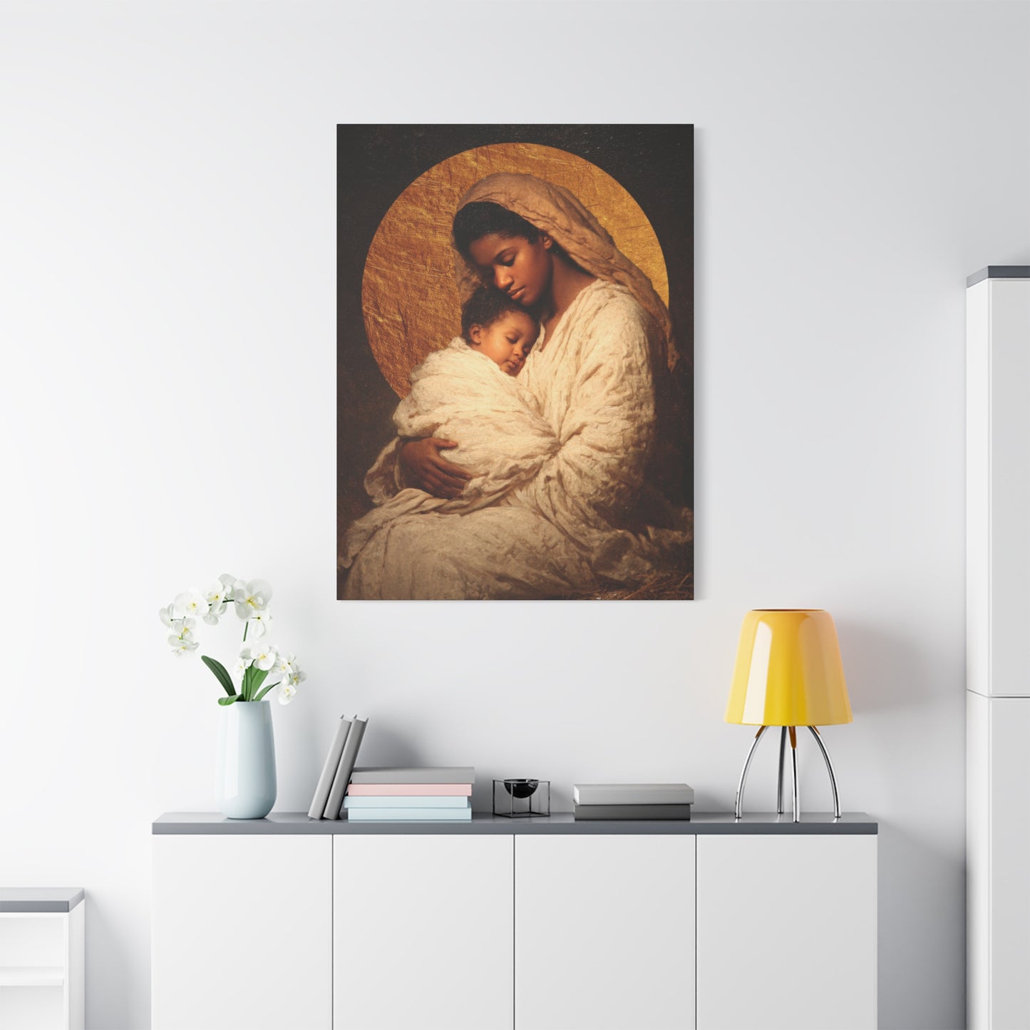 Our Lady of the Manger - Mother Mary and the Christ Child - Gallery Wrapped Canvas - Print - Religious Art for your Home - Catholic