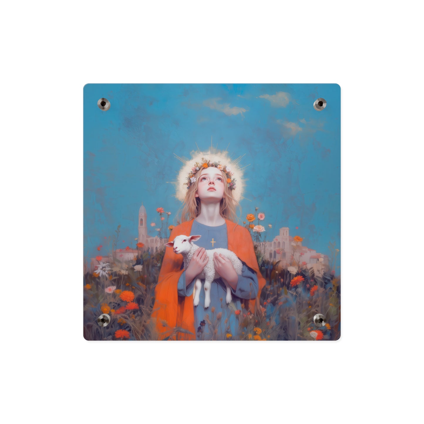 Saint Agnes of Rome Wall Art Panel - Ready to Hang Acrylic Print - Catholic Saint Art - Patron Saint Print - No Frame needed