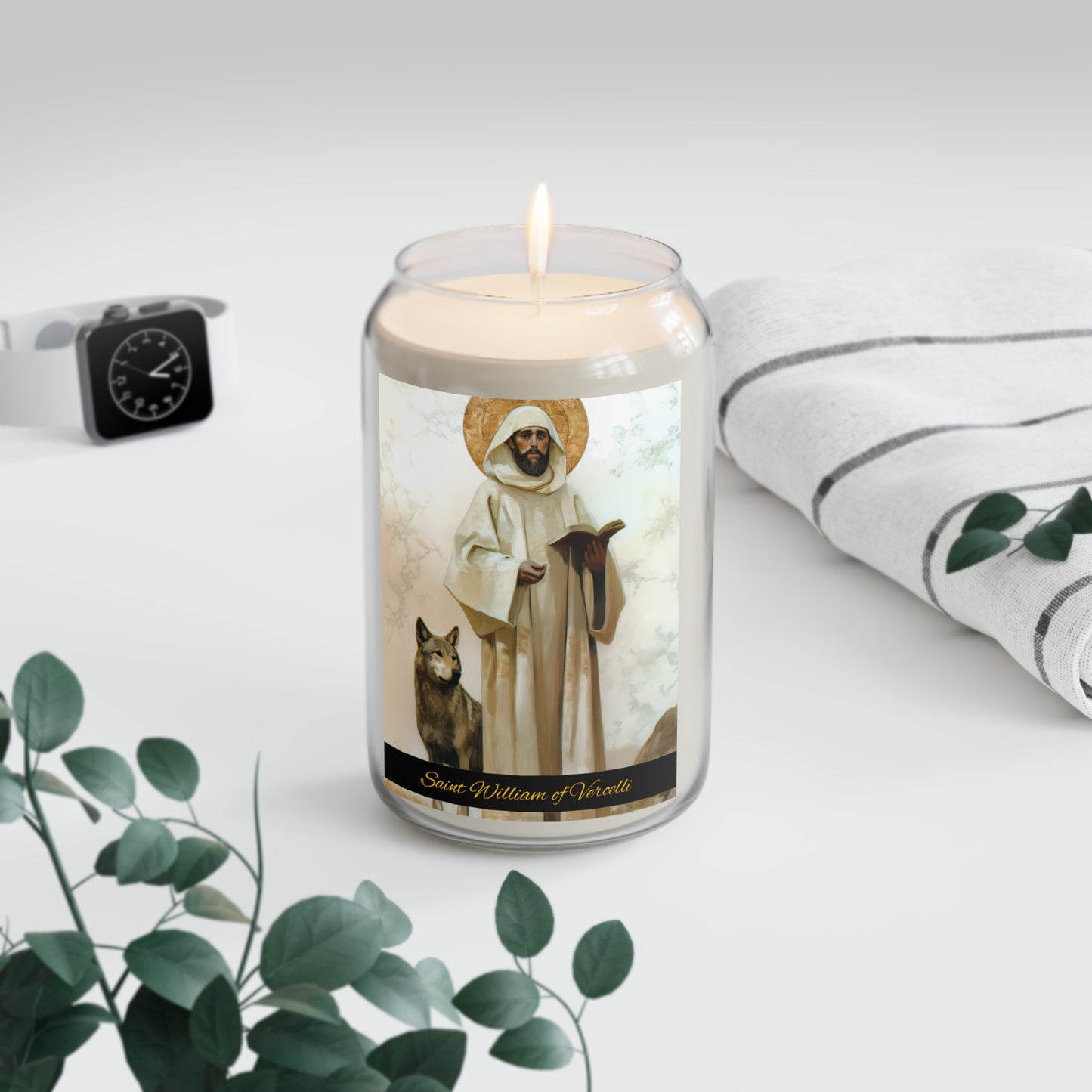 Saint William of Vercelli - Scented Prayer Candle, 13.75oz -  Candle - Catholic Art - prayer room Scented Candle - Religious gift