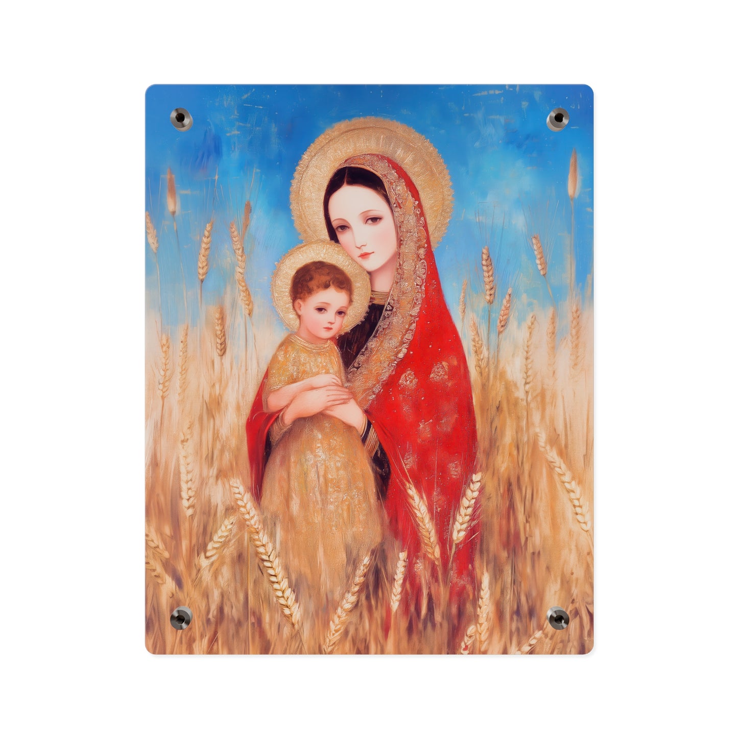 Our  Lady of the Harvest - Wall Art Panel - Ready to Hang Acrylic Print - Catholic Saint Art - Patron Saint Print