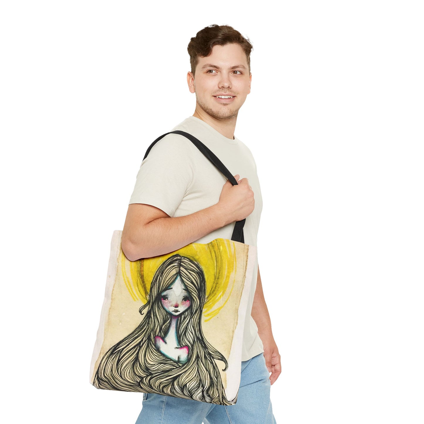 Saint Agatha of Sicily Tote - Hand-Drawn Catholic Art - Prayer Bag | Christian Devotional Tote | Sanctified Solocosmo Religious Tote
