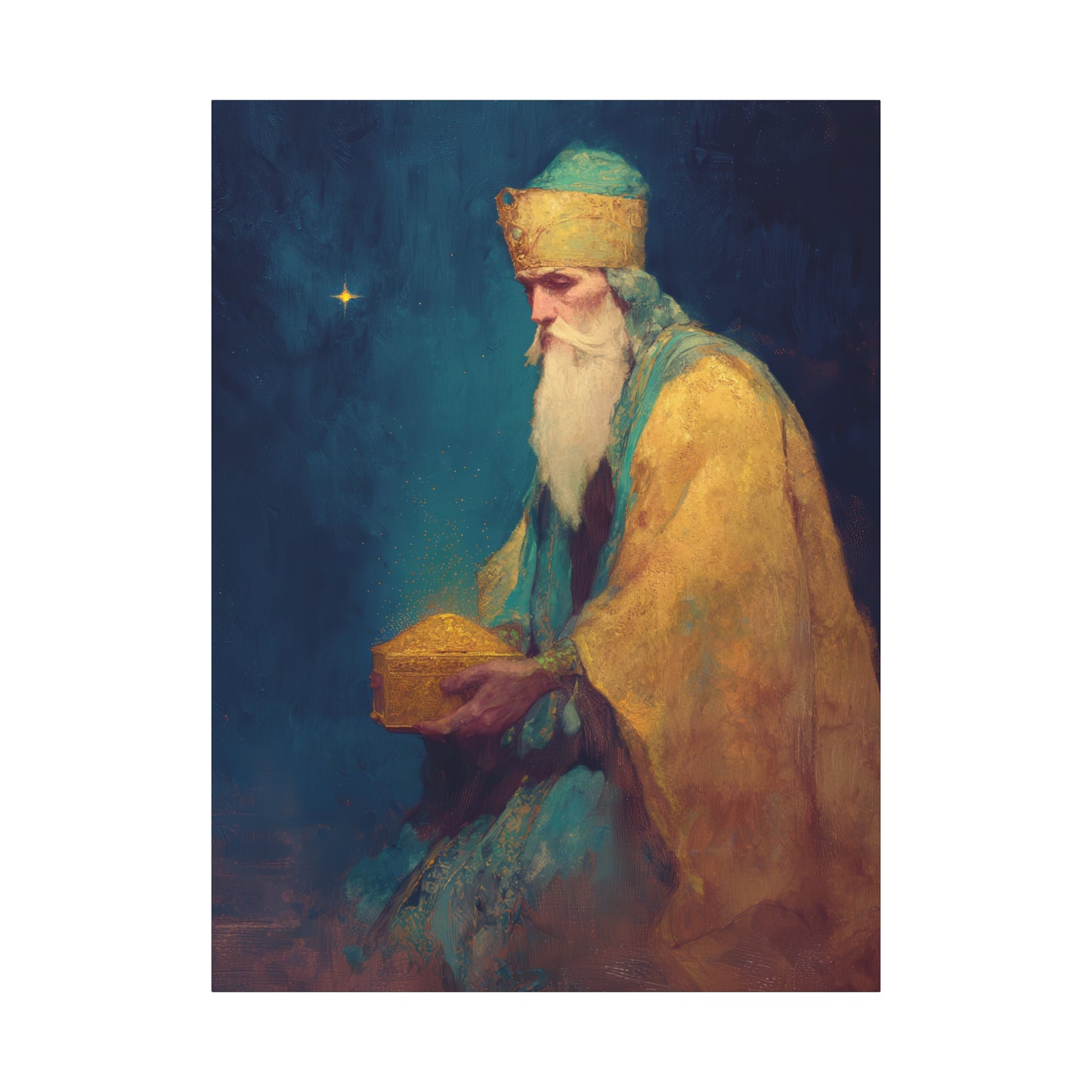 Caspar and the Offering of Worship - 3 Wise Men - Gallery Wrapped Canvas - Print - Religious Art for your Home - Catholic