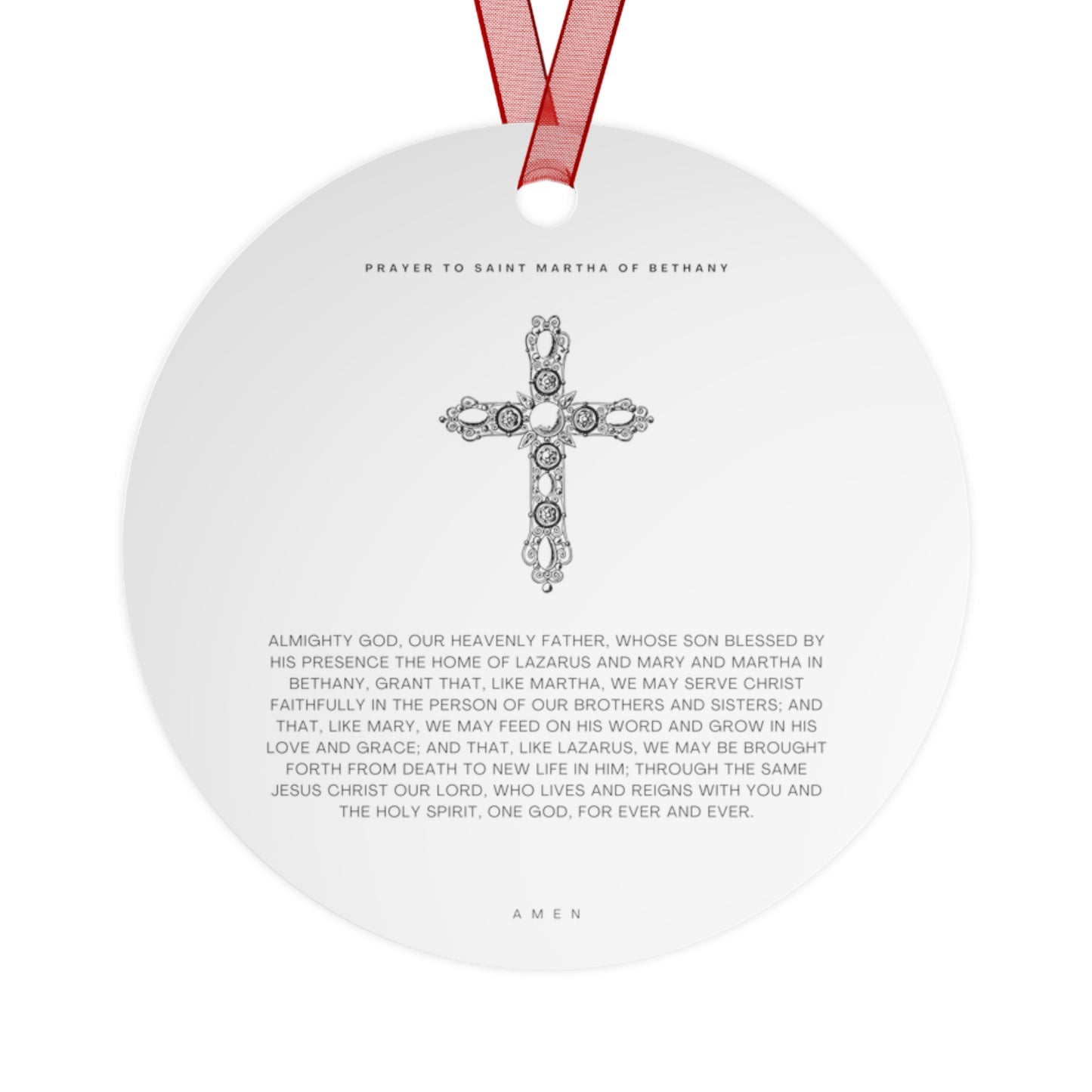 Saint Martha of Bethany Metal Ornament - Religious Holiday Christmas Ornament and Keepsake - Double sided - Prayer Ornament - Catholic Gift