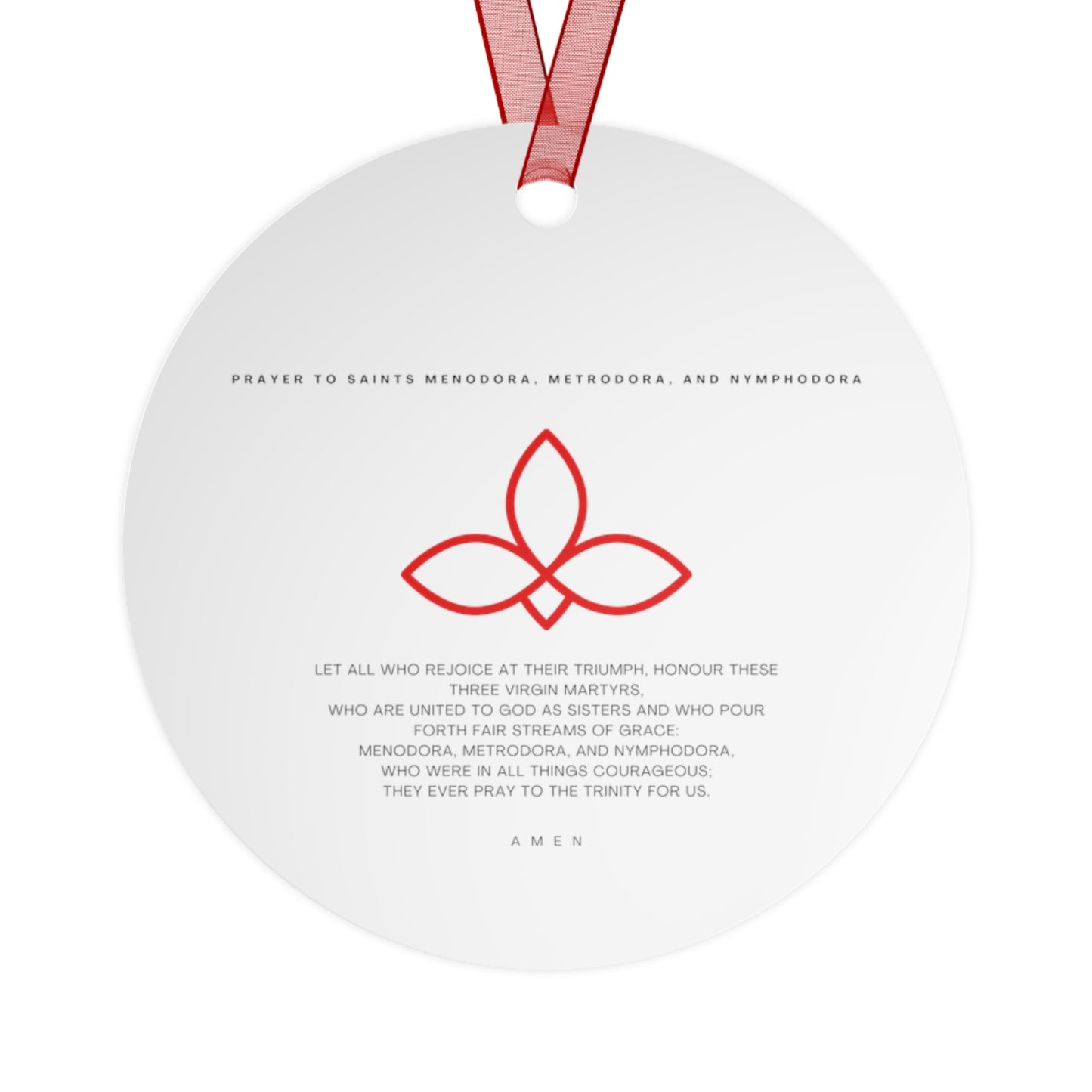 Saints Menodora, Metrodora, and Nymphodora Metal Ornament - Religious Holiday Christmas Ornament and Keepsake - Double sided