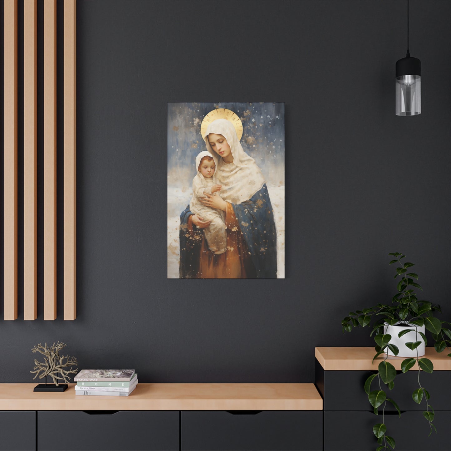 Winter's Grace : Our Lady of the Snows Canvas Print - Multiple Sizes - Catholic Home art - Gallery Wrapped Canvas - Sanctified Souls Print