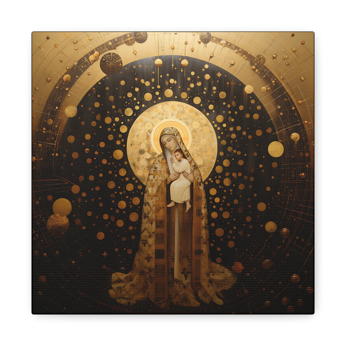 The Golden Mary - Mary the Blessed Virgin - Gallery Wrapped Canvas - Sanctified Souls Print - Religious Art for your Home - Pop Art