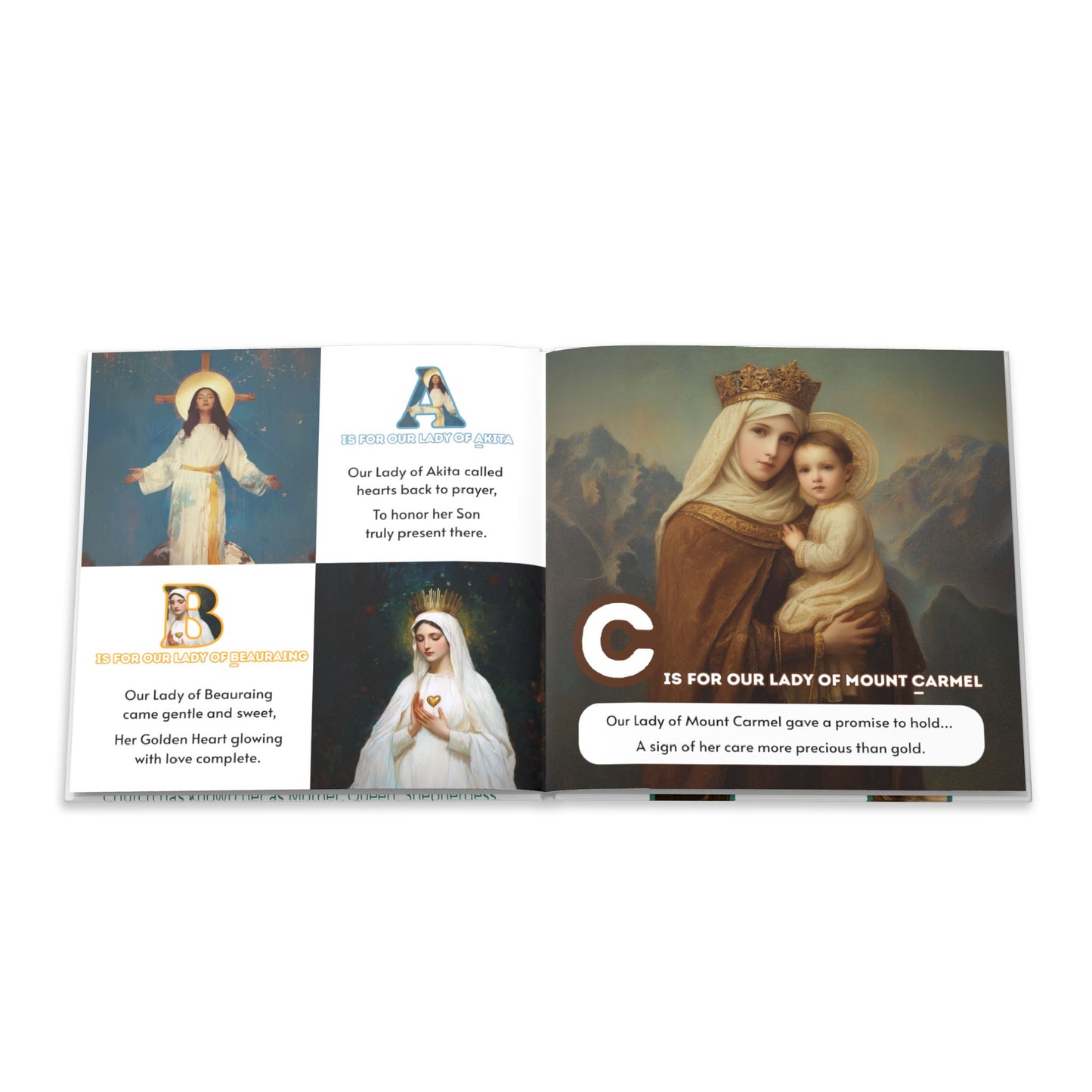 M is for Mary (Hardcover) An ABC Journey - Catholic ABC Book  | Marian Alphabet Children's Letters | Our Lady | Catholic Kids, Toddler, Baby