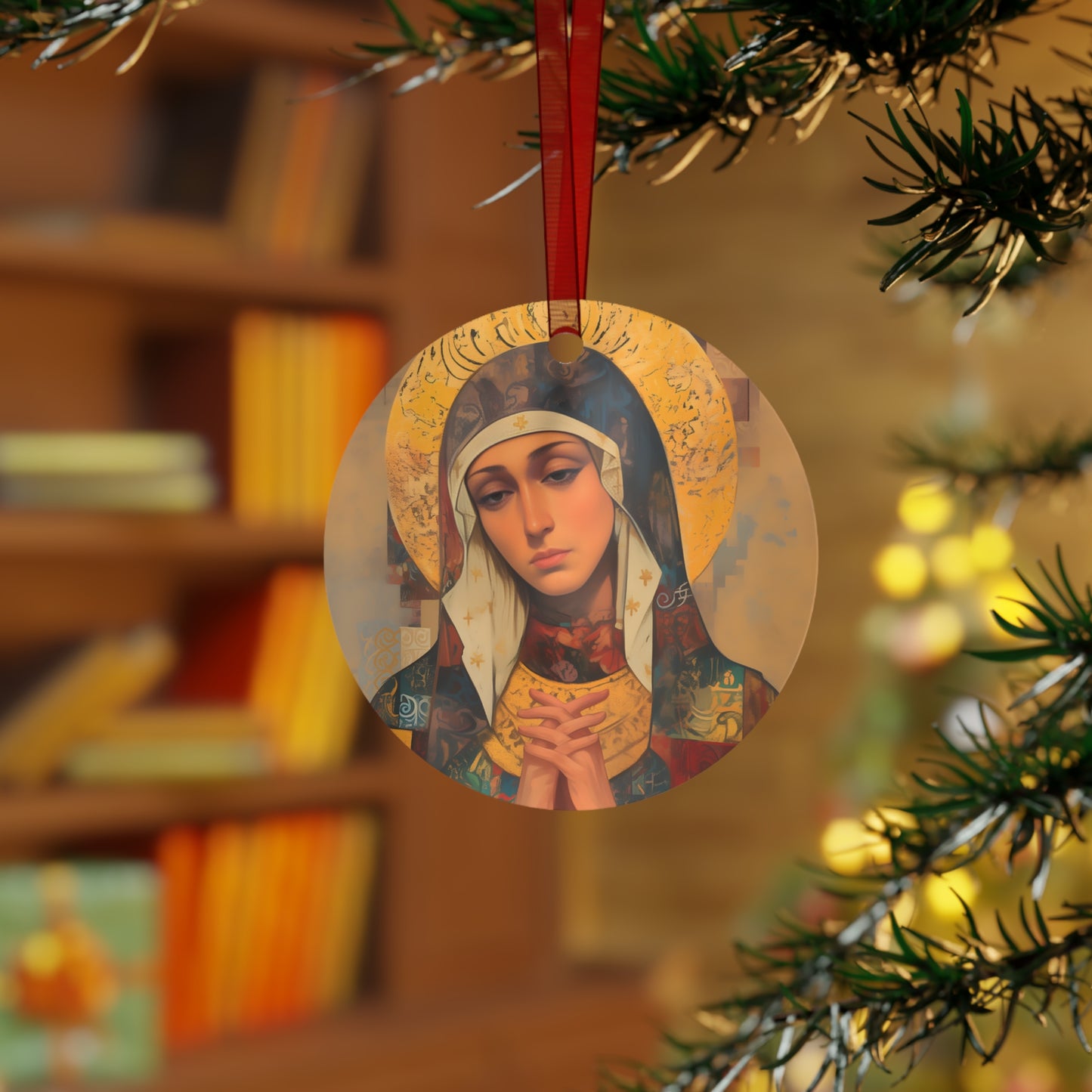 Virgin Mary - Holy Mother of Grace Metal Ornament - Religious Holiday Christmas Ornament and Keepsake - Catholic Keepsake