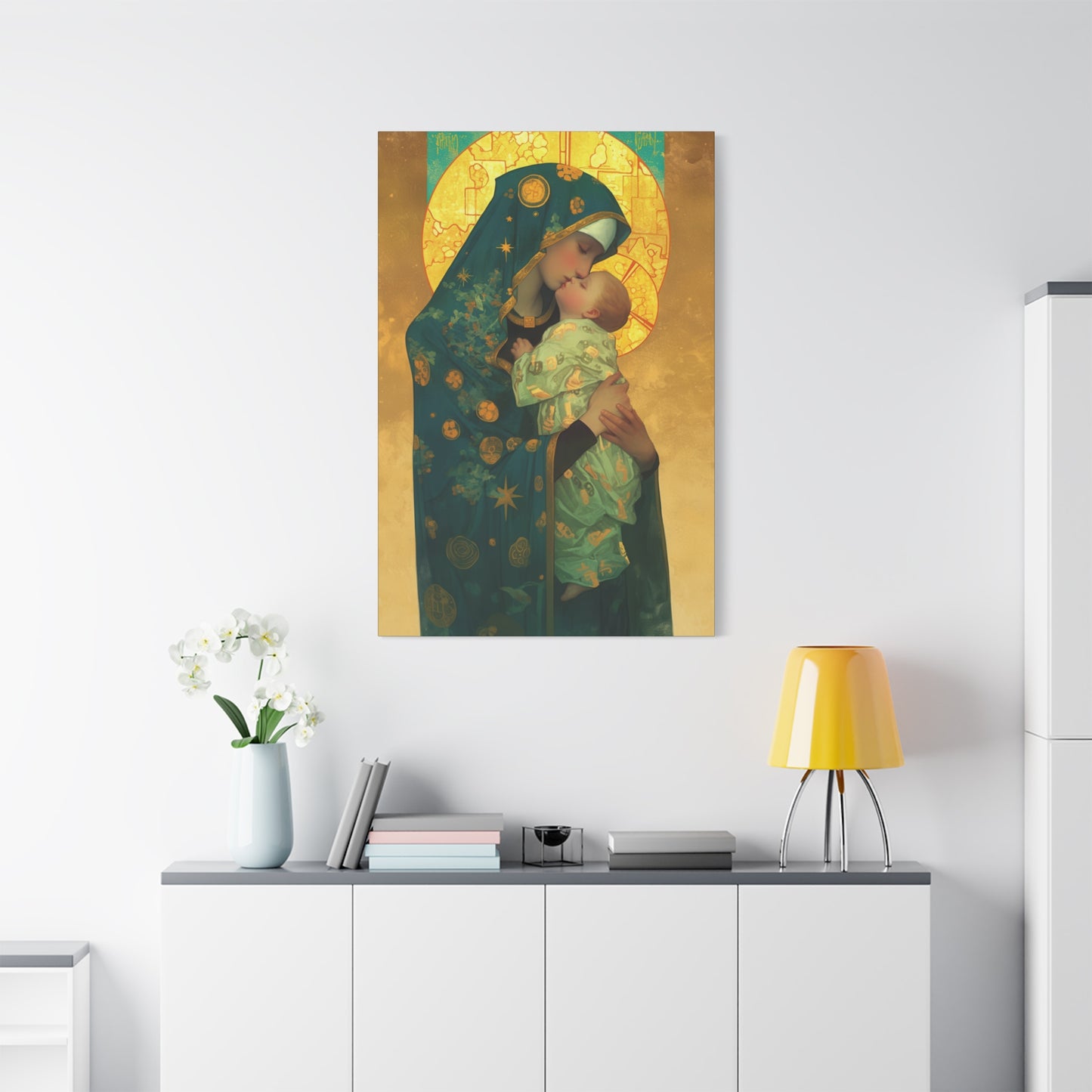 Peaceful Refuge - Mary and the Christ Child - Museum Wrapped Canvas - Print - Religious Art for your Home - Catholic Saint Art