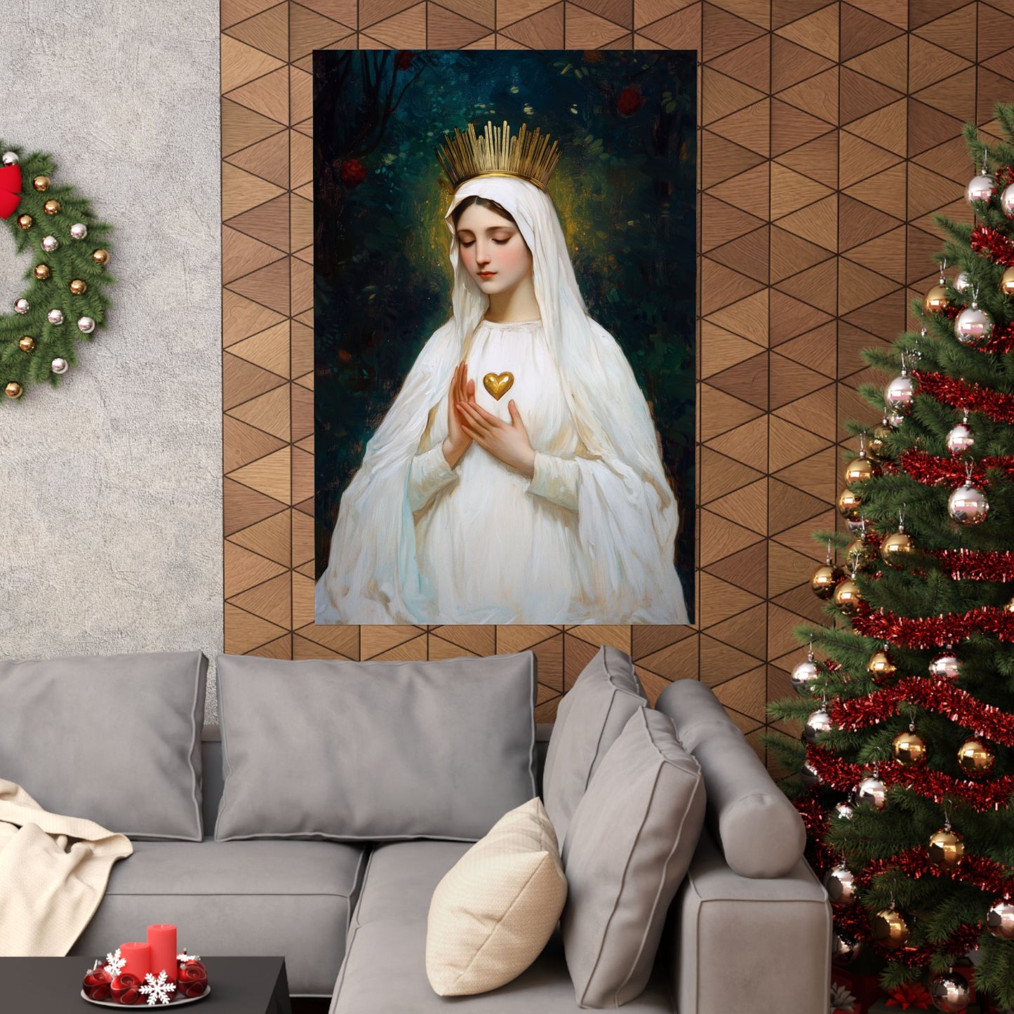 Our Lady of Beauraing - Our Lady of the Golden Heart - Marian Art - Sanctified Souls Print - Multiple Sizes - Premium Vertical Posters
