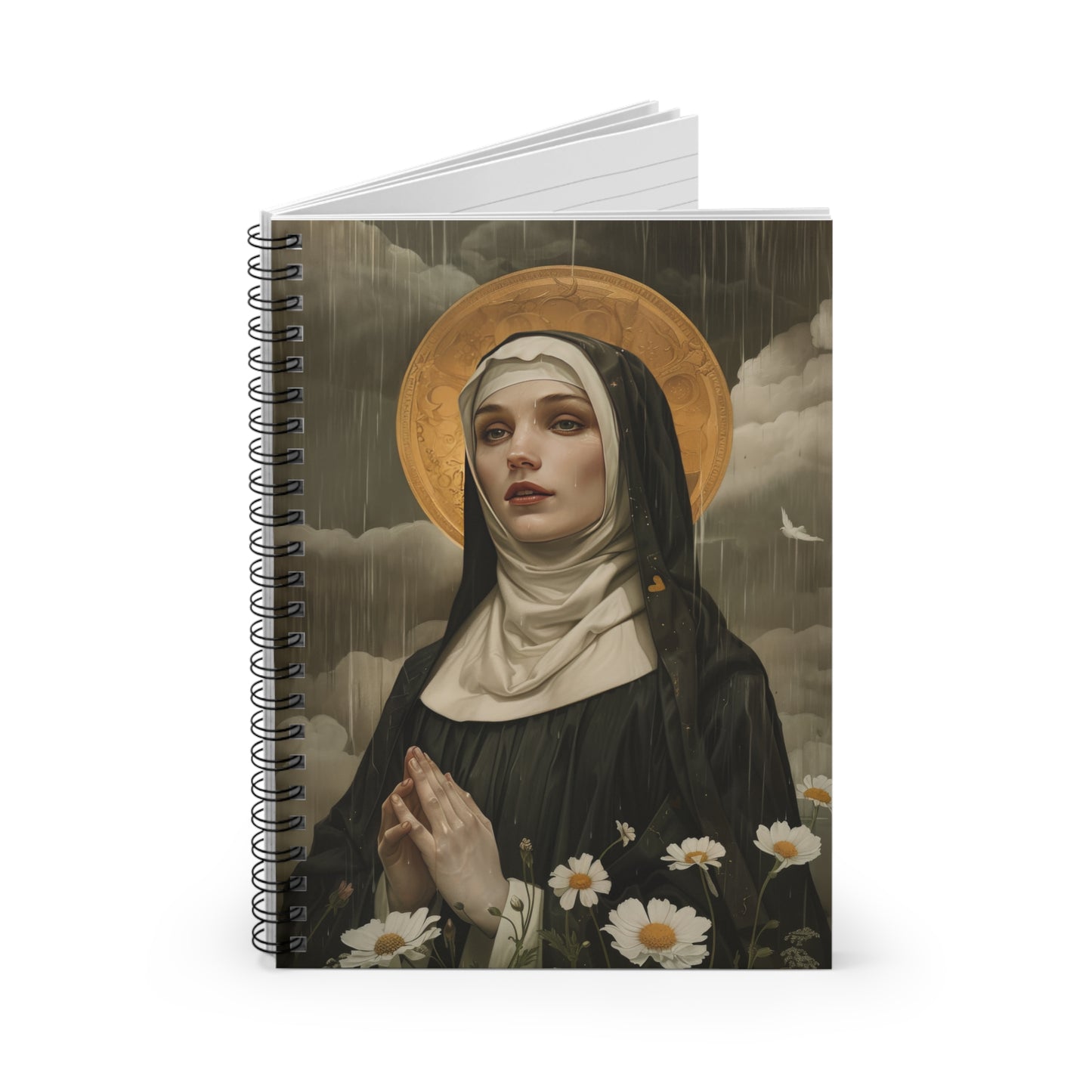 Saint Scholastica Journal - Sanctified Souls Art - Religious Based Notebook - Spiral Notebook - Ruled Line