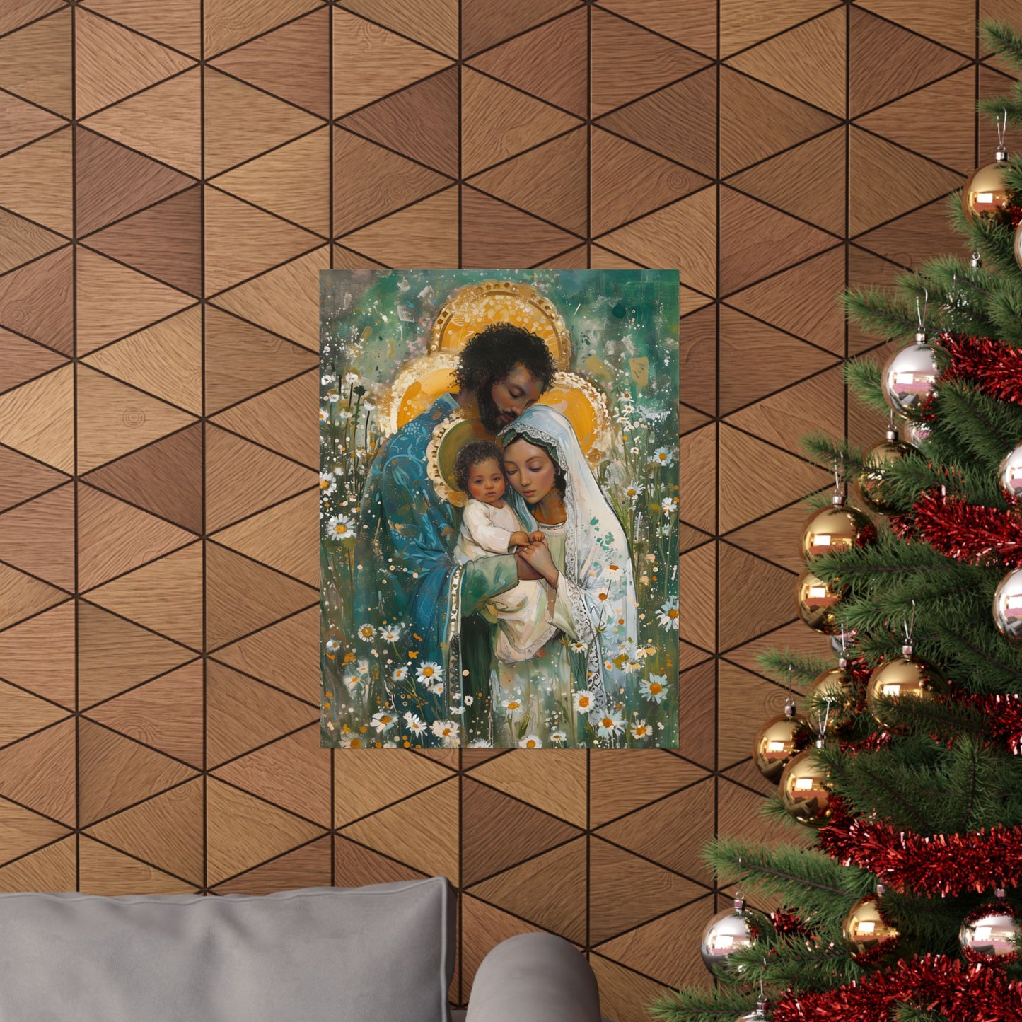 Sacred Sanctuary - Mary, Joseph, and the Infant Jesus - Sanctified Souls Print - Multiple Sizes - Premium Matte Vertical Posters