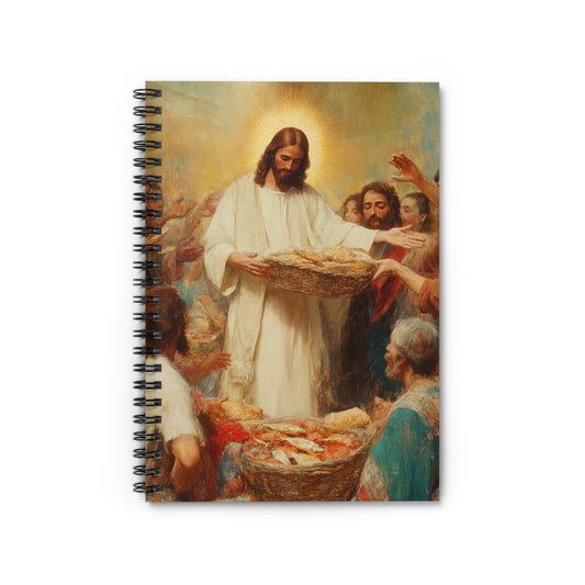 The Quiet Multiplication of Love : Loaves and Fishes - Sanctified Souls Art - Religious Based Notebook - Spiral Notebook
