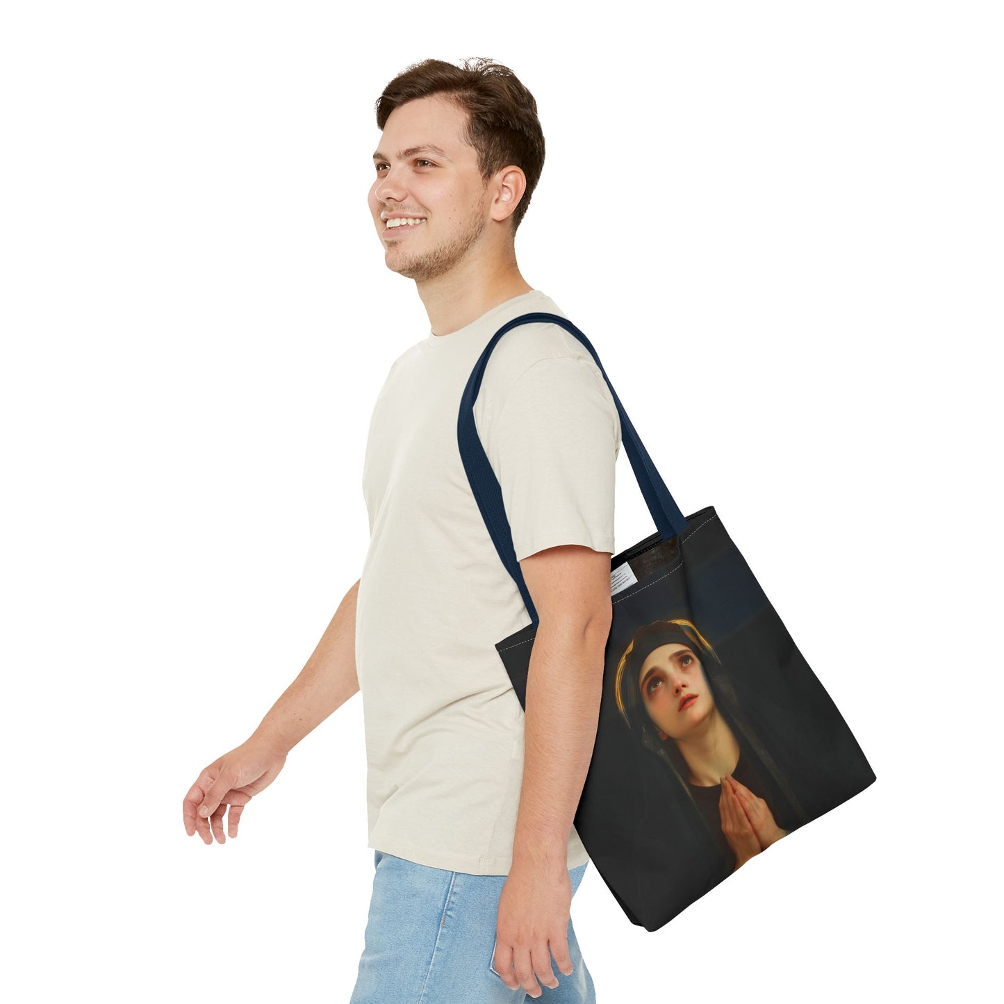 Our Lady of the Cross - Mother Mary  - Our Lady of the Crucifix - Marian Art - Tote Bag - Large Medium Small Faith Art Bag - Tote Purse