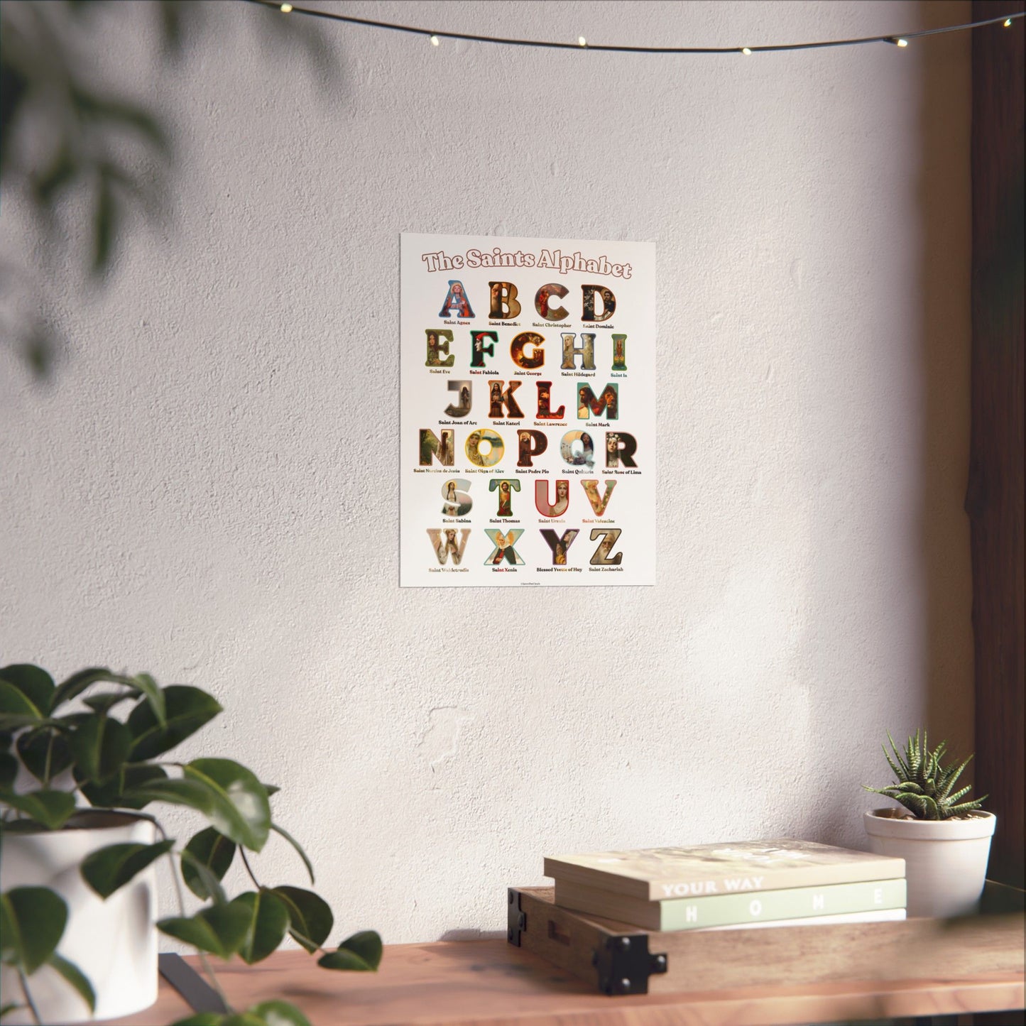 Catholic Saints ABC Print - Alphabet Poster - A to Z Saints Wall Art - Catholic Saints Chart- Classroom / Homeschool - Saints of the Church