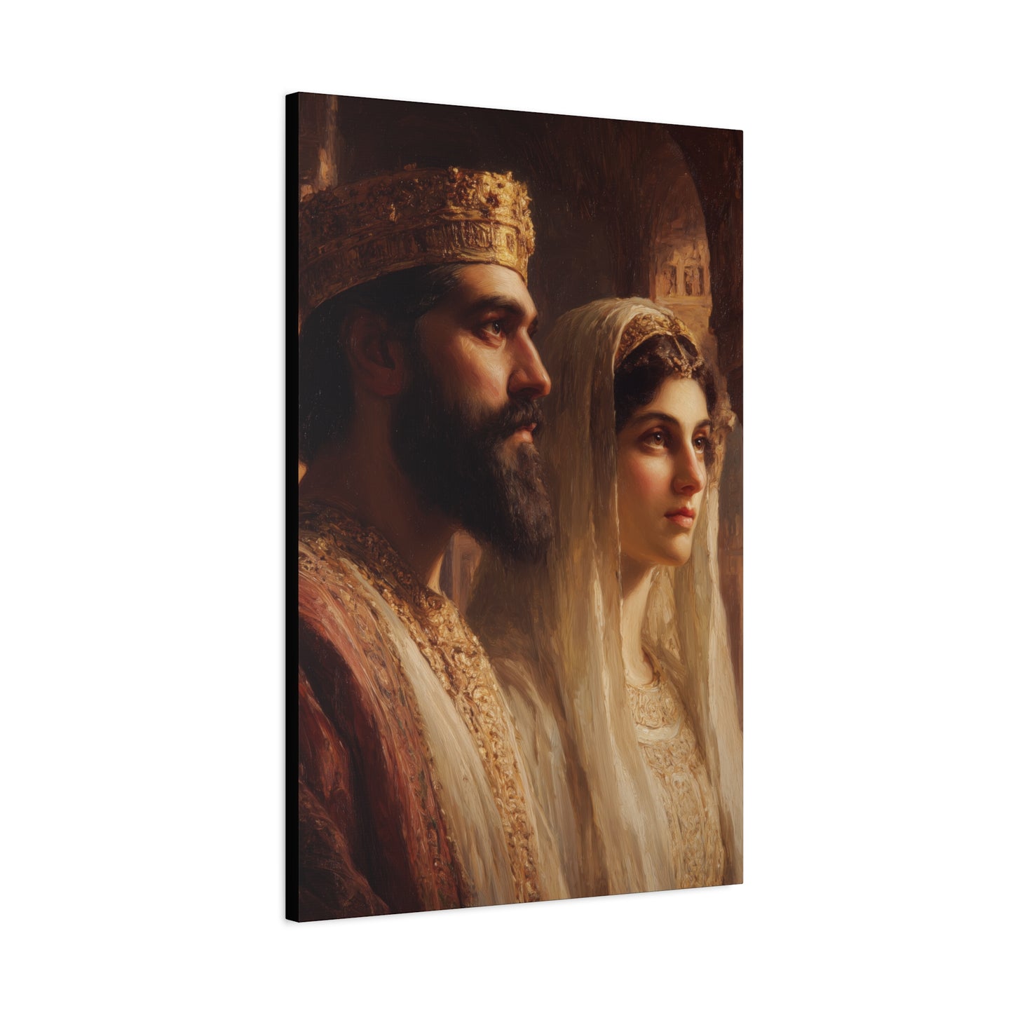 King Xerxes and Queen Esther  - Gallery Wrapped Canvas - Print - Religious Art for your Home - Catholic Art Print