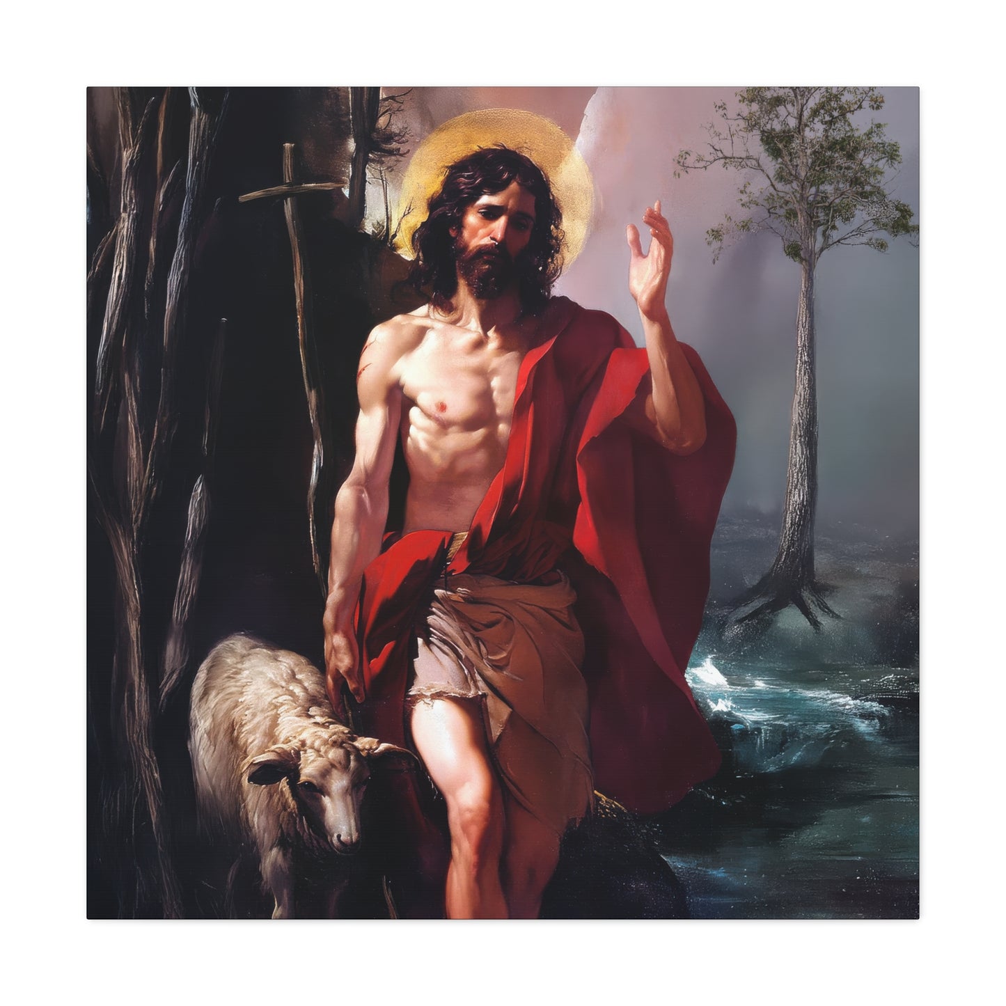 Saint John the Baptist -  Museum Wrapped Canvas - Sanctified Souls Print - Religious Art for your Home - Catholic Patron Saint Art