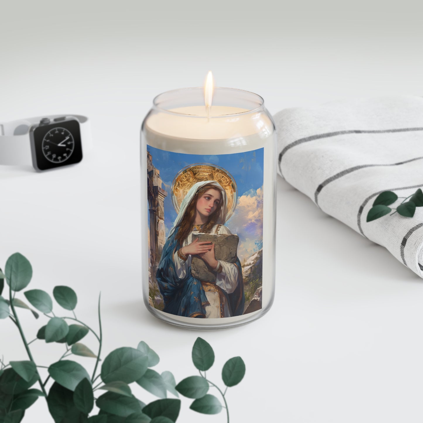 Saint Euphrasia of Constantinople Portrait Candle  - Scented Prayer Candle, 13.75oz - Tall Size - Religious Prayer Candle - Catholic Art