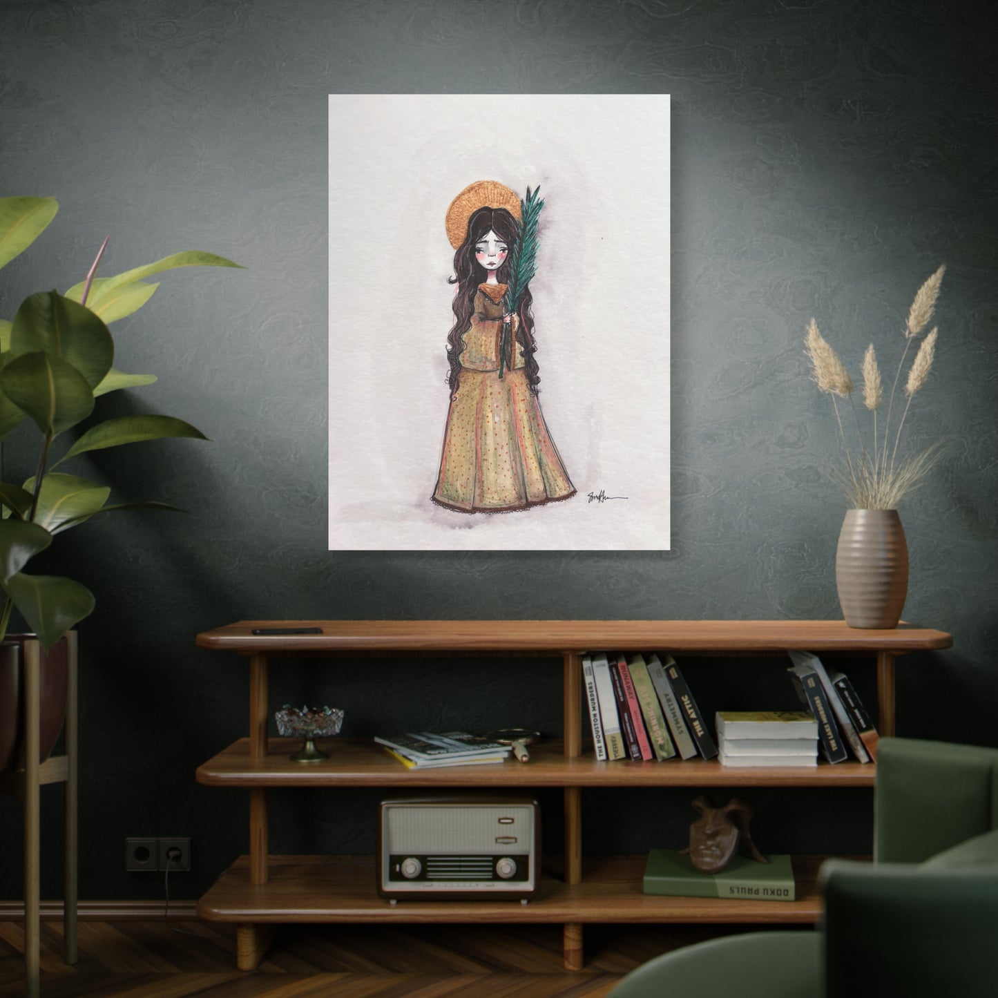 Saint Hope Canvas - Hand-Drawn Art | Catholic Canvas Print | Faith Hope and Charity Middle Sister | Sacred Art |  Devotional Artwork
