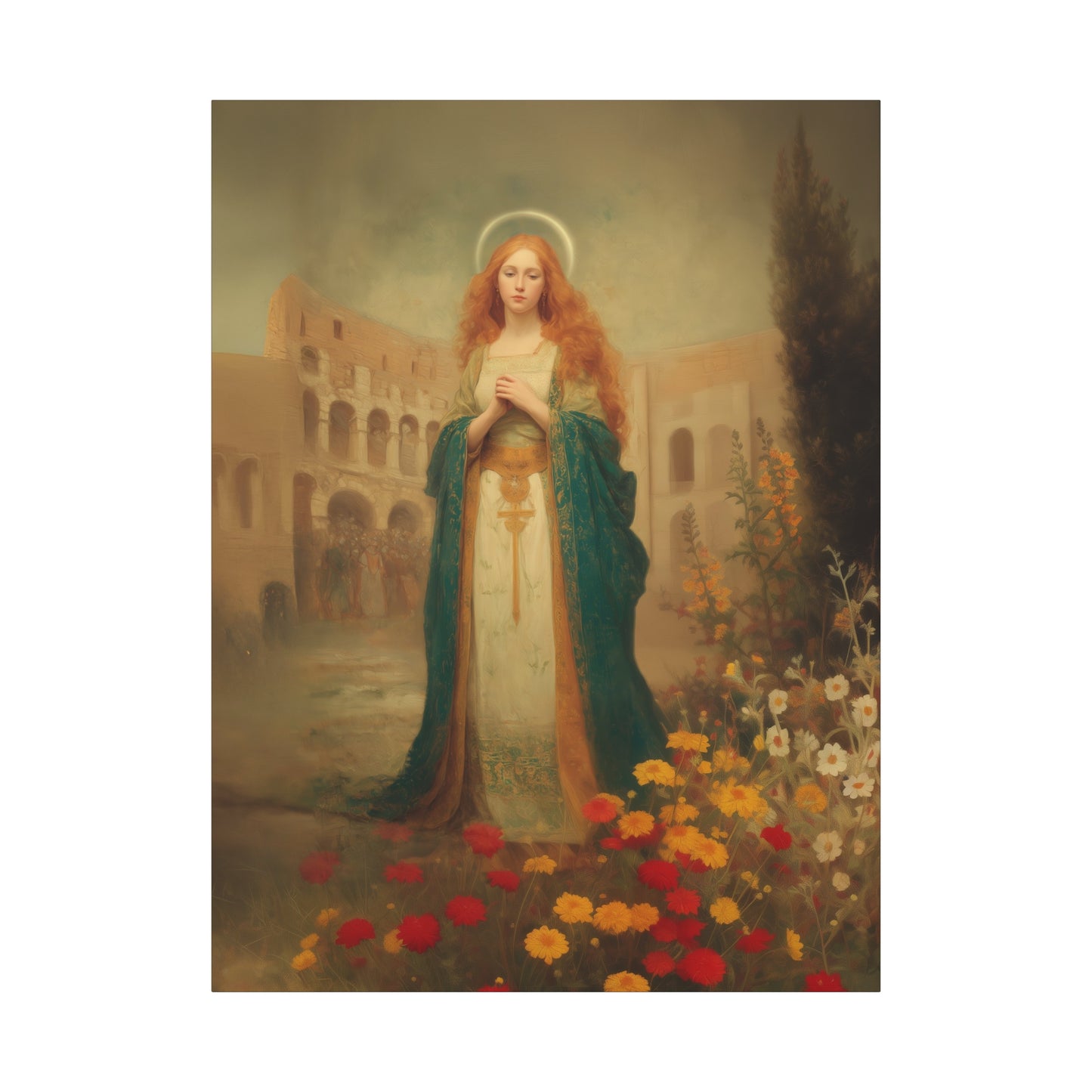 Saint Justina - Multiple Sizes - Catholic Home art - Museum Wrapped Canvas - Sanctified Souls Print - Catholic Martyr Art