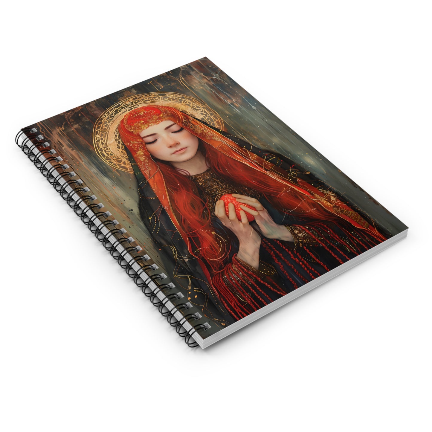 Devotion of Mary Magdalene - Saint Mary Magdalene and the Red Easter Egg - Sanctified Souls Art - Religious - Spiral Notebook - Ruled Line