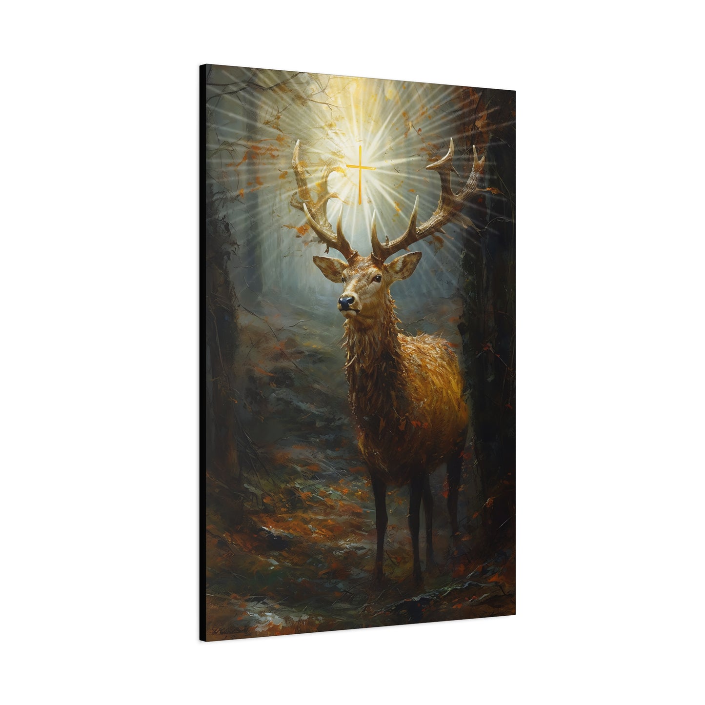 The Stag of Saint Hubert / Saint Hubertus Stag - Museum Wrapped Canvas - Sanctified Souls Print - Religious Art for your Home