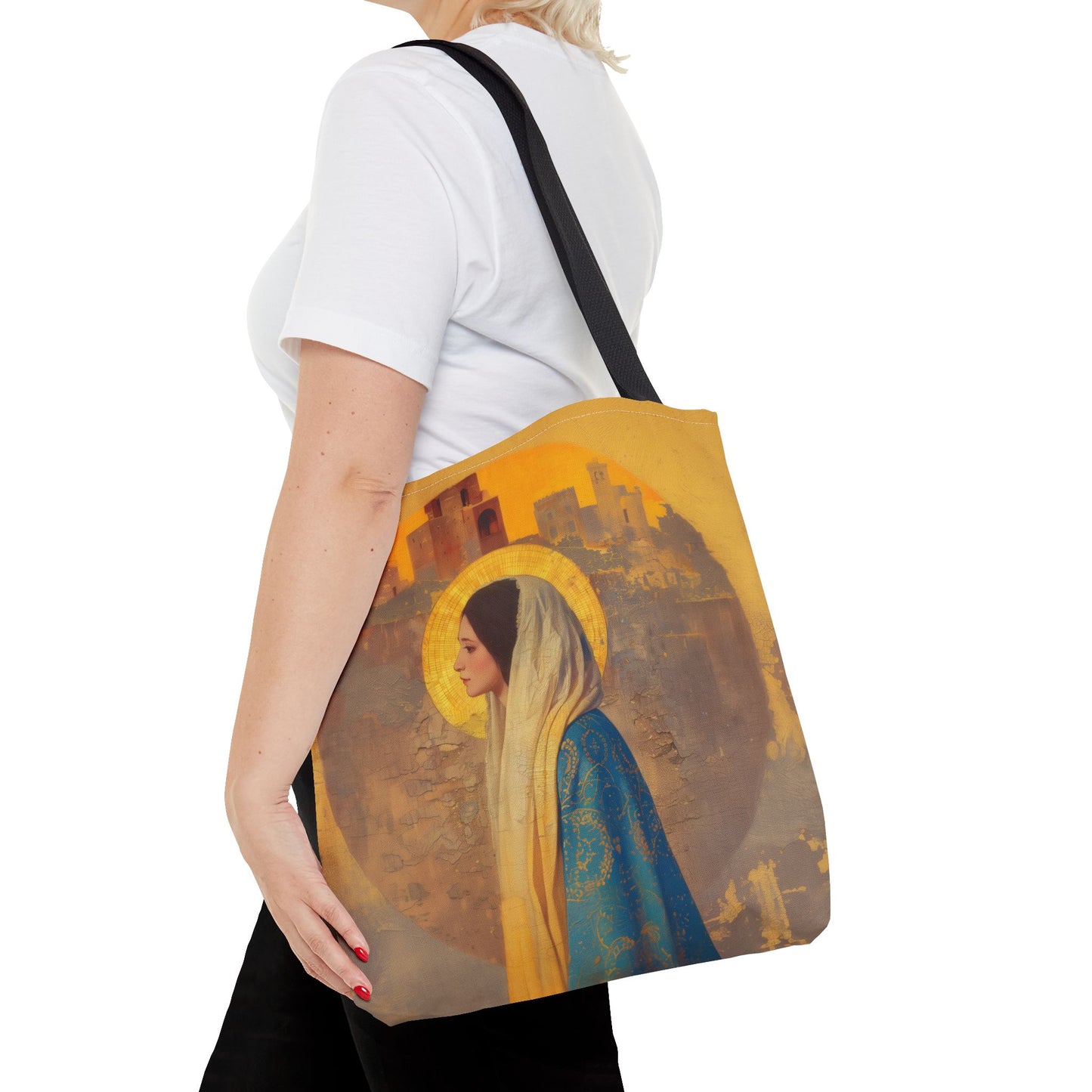 Mary of Nazareth - Mother Mary - Marian Title - Virgin Mary Tote Bag - Large Medium Small Faith Art Bag - Tote Purse - Double Sided