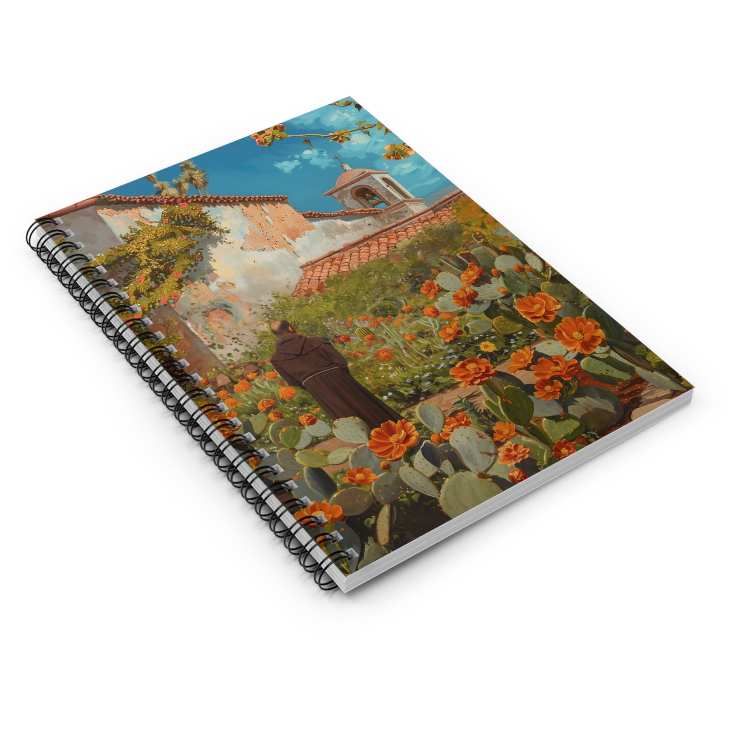 Saint Junípero Serra - Sanctified Souls Art - Religious Based Notebook - Spiral Notebook - Ruled Line - California Santa Barbara Mission