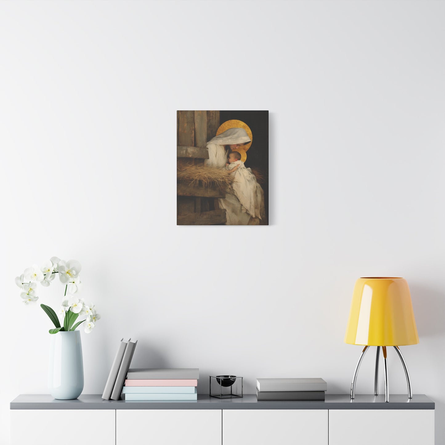 Our Lady of the Manger - Mother Mary and the Christ Child - Gallery Wrapped Canvas - Print - Religious Art for your Home - Catholic