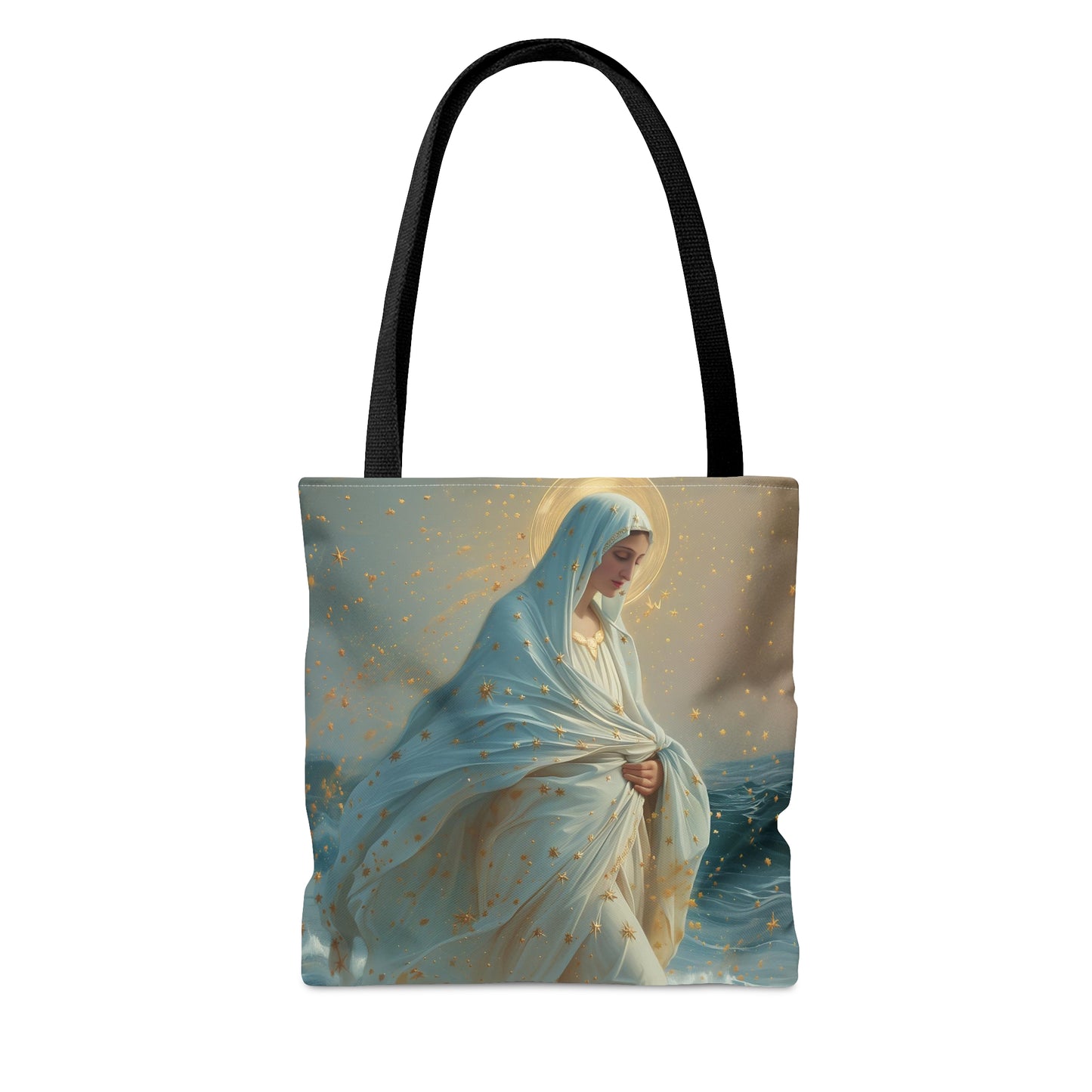 Guiding Light - Our Lady, Star of the Sea Tote Bag - Large Medium Small Faith Art Bag - Re usable Tote Purse - Double Sided - Catholic Art
