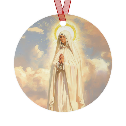 Our Lady of Fátima Metal Ornament - Religious Holiday Christmas Ornament and Keepsake - Catholic Religious Keepsake