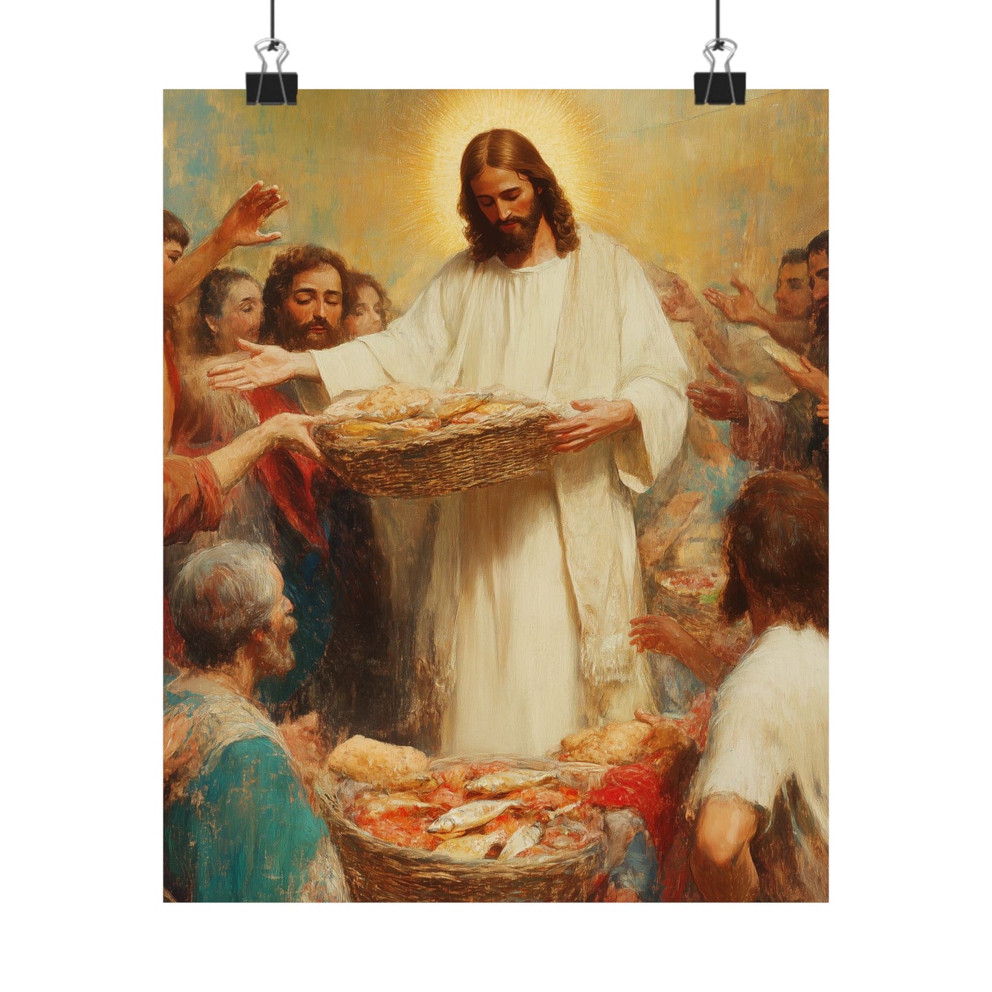 The Quiet Multiplication of Love : Loaves and Fishes - Sanctified Souls Print - Multiple Sizes - Premium Matte Vertical Posters