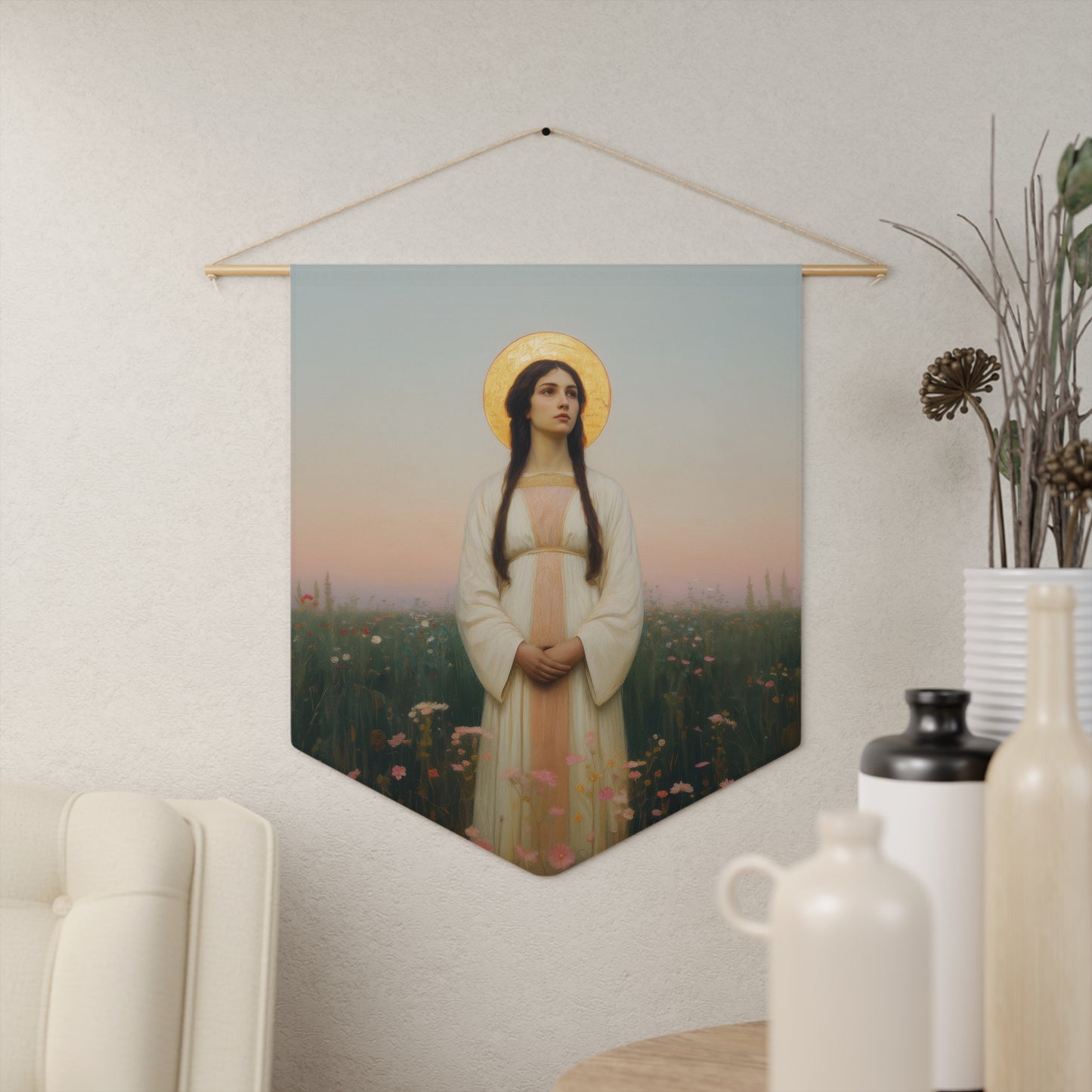 Saint Sabina Pennant / Banner / Wall Hanging - Prayer room art - 18" x 21" - Catholic - Large Banner