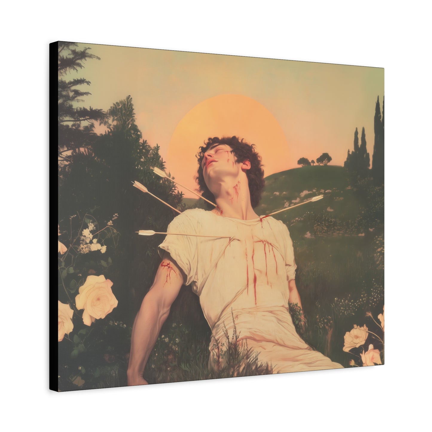 Saint Sebastian -  Museum Wrapped Canvas - Sanctified Souls Print - Religious Art for your Home - Catholic Patron Saint Art