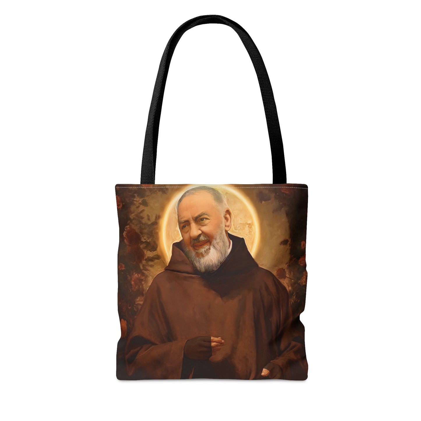 Saint Padre Pio Tote Bag - Large Medium Small Faith Art Bag - Re usable Tote Purse - Double Sided - Catholic Art Bag