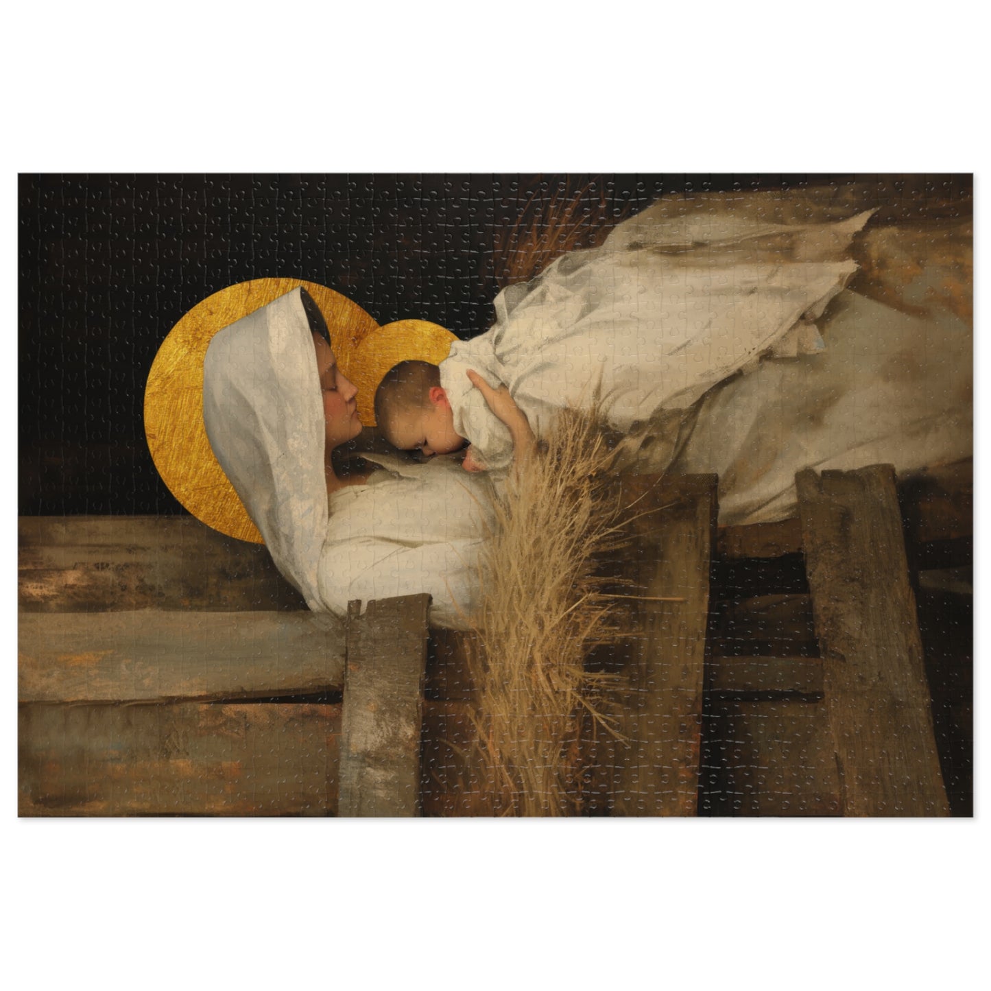 Our Lady of the Manger - Mother Mary and the Christ Child - Puzzle & Keepsake Tin - Religious Jigsaw Puzzle (30, 110, 252, 500,1000-Piece)