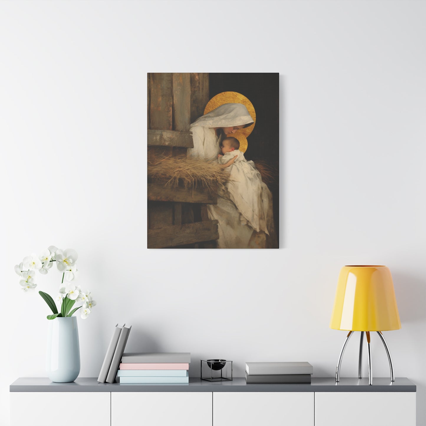 Our Lady of the Manger - Mother Mary and the Christ Child - Gallery Wrapped Canvas - Print - Religious Art for your Home - Catholic