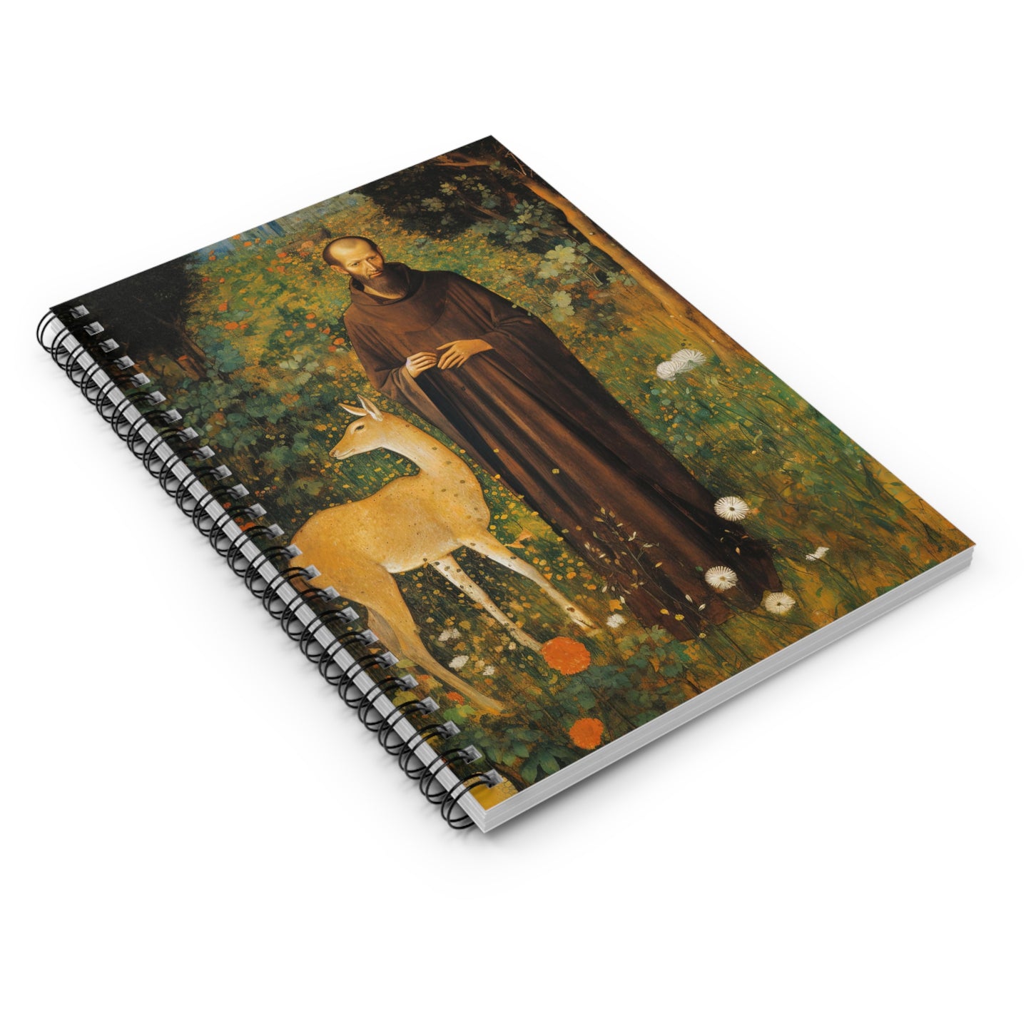 Saint Giles Abbot Journal - Sanctified Souls Art - Religious Based Notebook - Spiral Notebook - Ruled Line