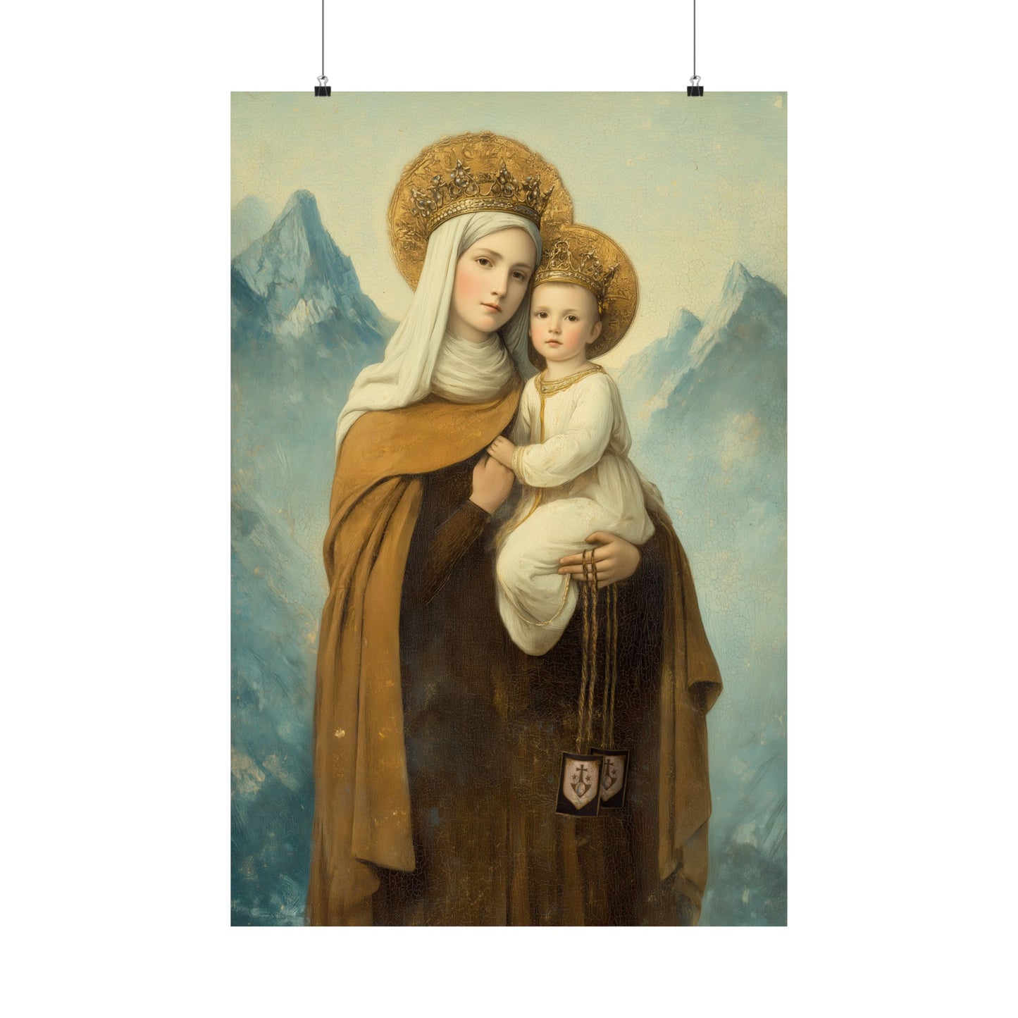 The Gift of the Scapular - Our Lady of Mount Carmel - Sanctified Souls Print - Multiple Sizes - Premium Matte Vertical Posters - Catholic