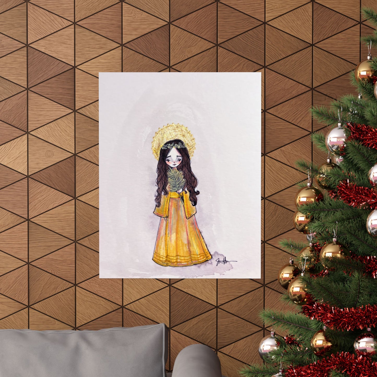 Saint Charity Poster - Hand-Drawn Art | Catholic Art Print | Faith Hope and Charity Youngest Sister | Devotional Wall Art