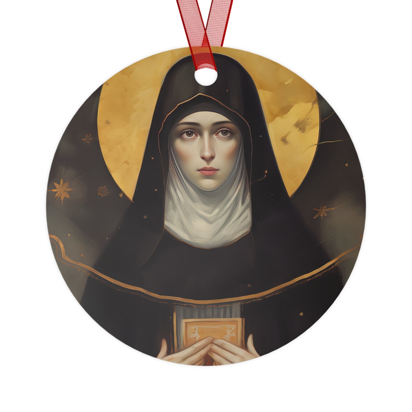 Saint Scholastica - Religious Holiday Christmas Ornament and Keepsake - Double sided Keepsake Religious Ornament