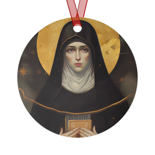 Saint Scholastica - Religious Holiday Christmas Ornament and Keepsake - Double sided Keepsake Religious Ornament