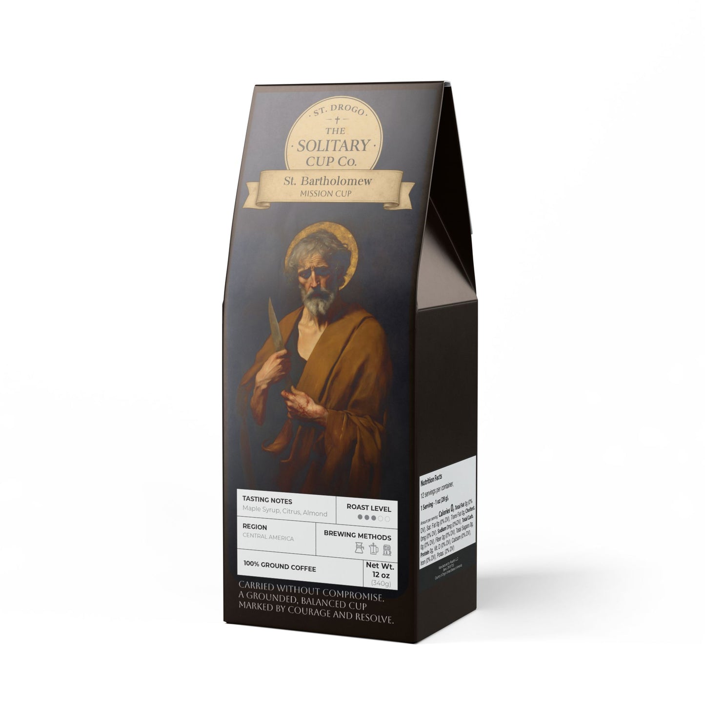 St. Bartholomew - Mission Cup (Medium Roast) - St. Drogo - The Solitary Cup Co. - Artisan Catholic Saint Inspired Coffee - 12 oz.