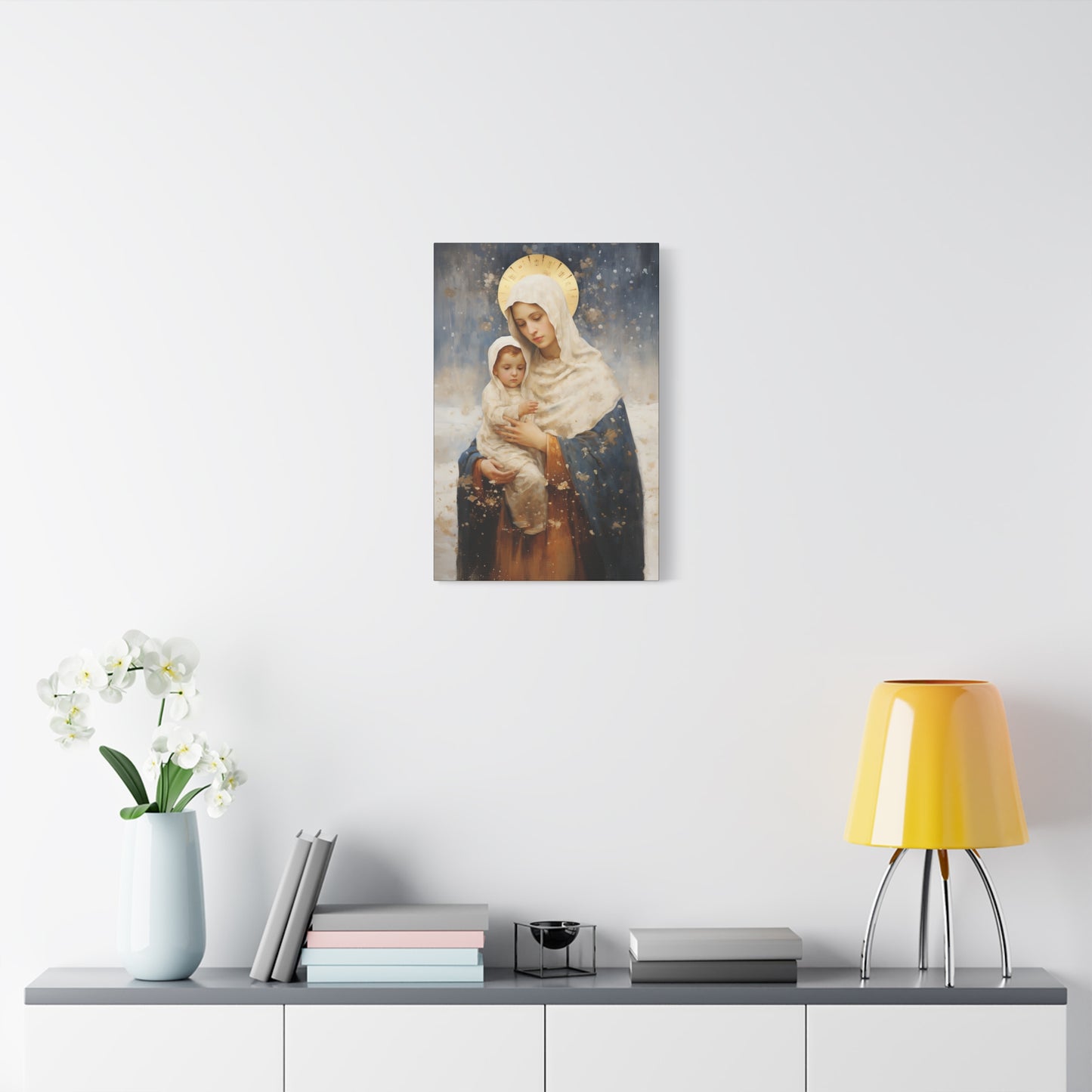Winter's Grace : Our Lady of the Snows Canvas Print - Multiple Sizes - Catholic Home art - Gallery Wrapped Canvas - Sanctified Souls Print