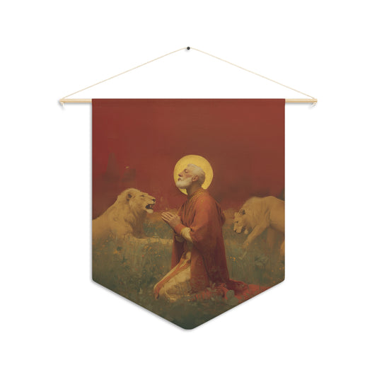 Saint Ignatius of Antioch Pennant / Banner / Wall Hanging - Prayer room art - 18" x 21" - Catholic - Large Banner